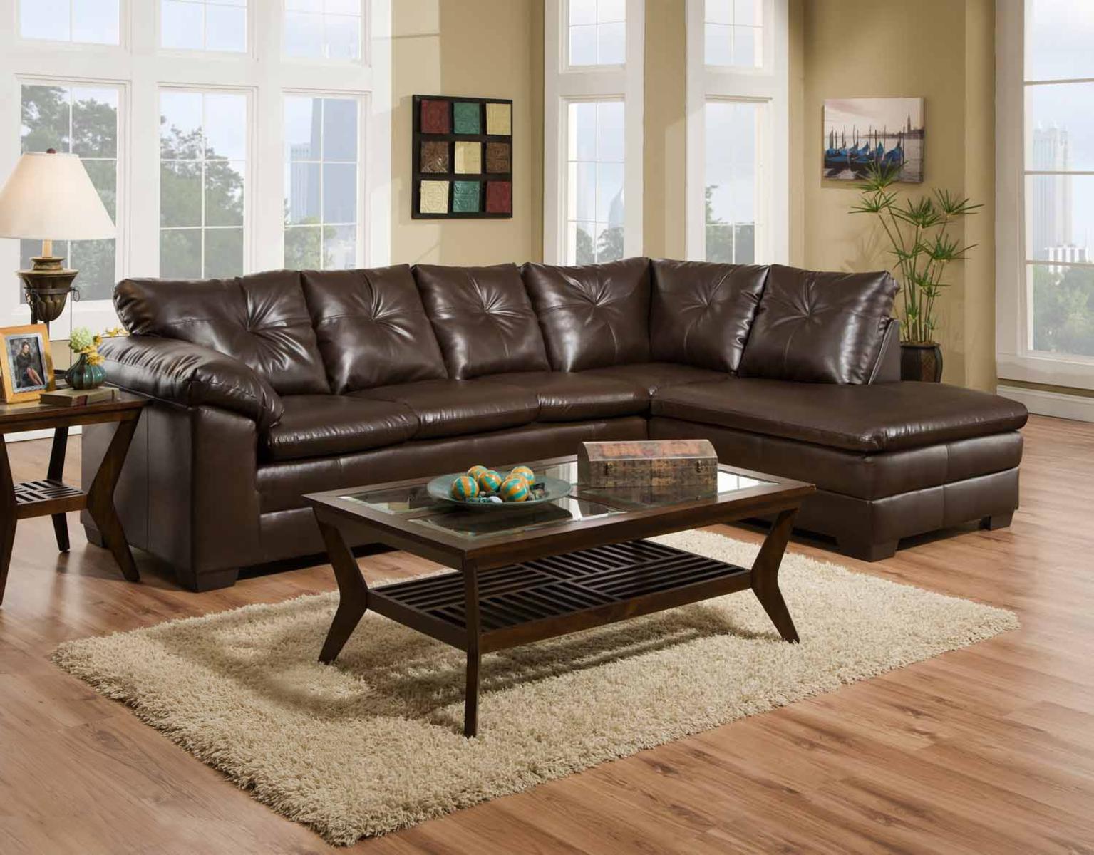 117" X 82" X 39" Cowboy Brown 83% Polyurethane/17% Bonded Leather 2 pc Sectional