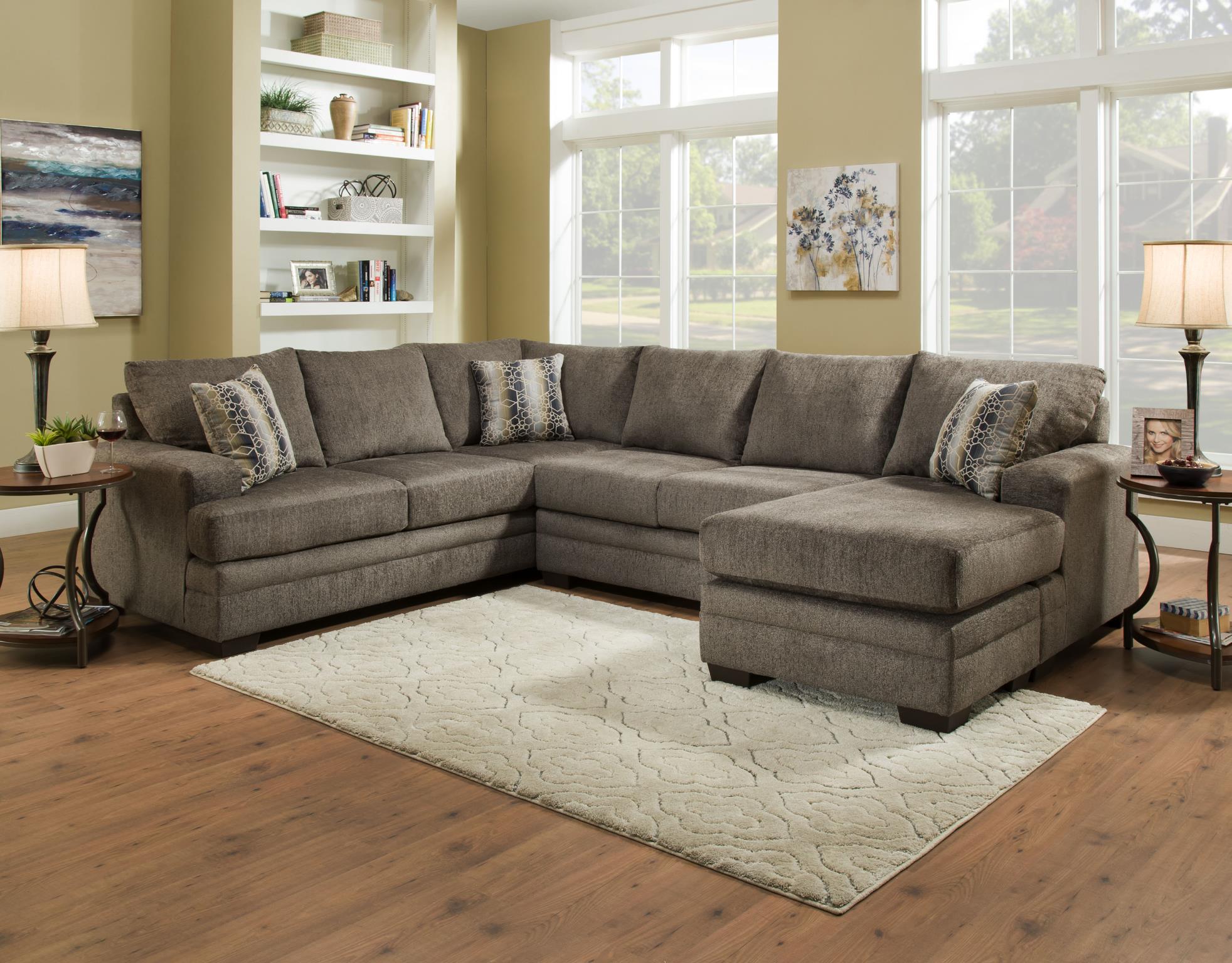 126" X 64" X 38" Cornell Pewter 100% Polyester Sectional