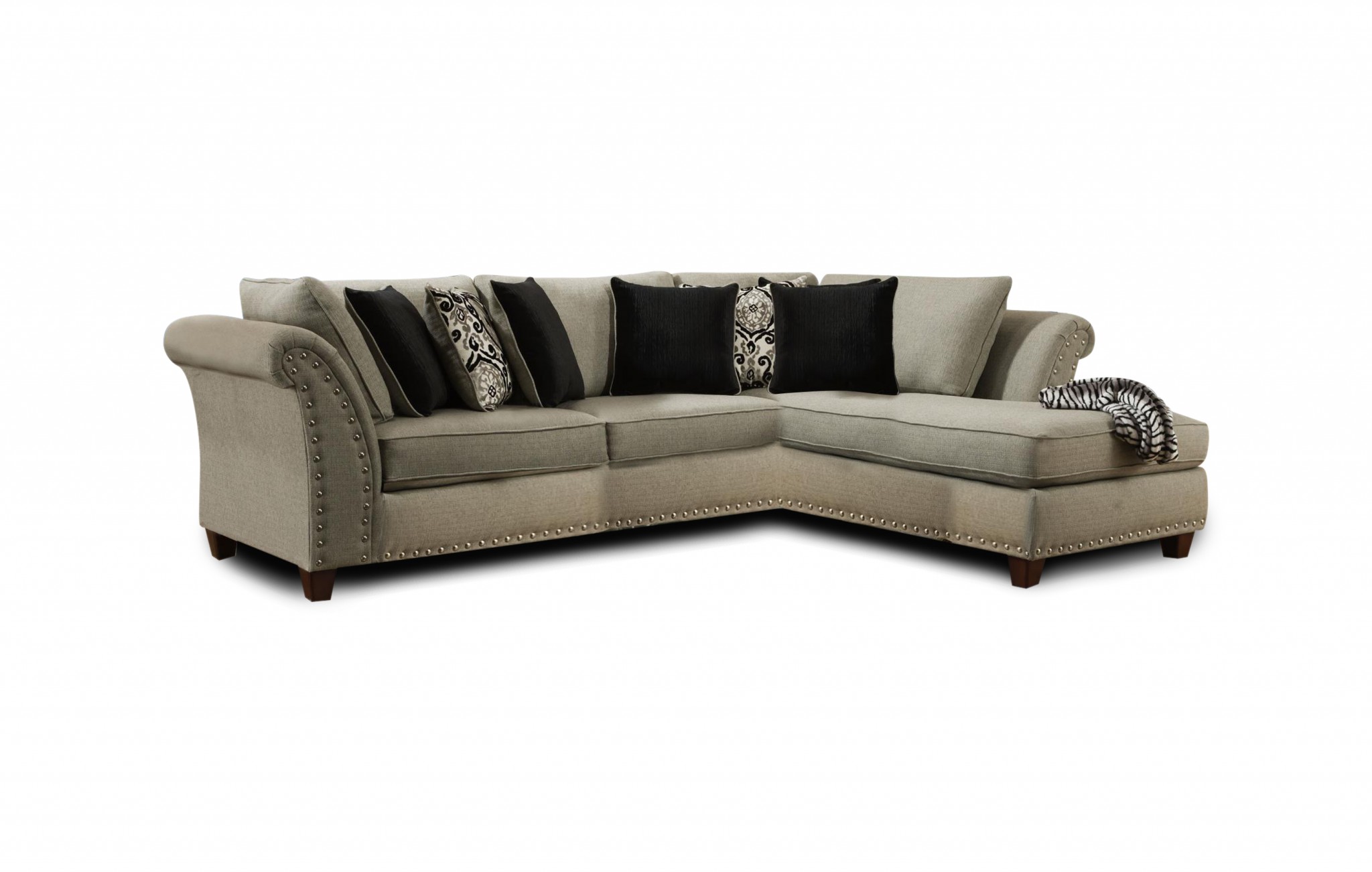 125" X 120" X 34.5" Zues Gray 100% Polyester Sectional