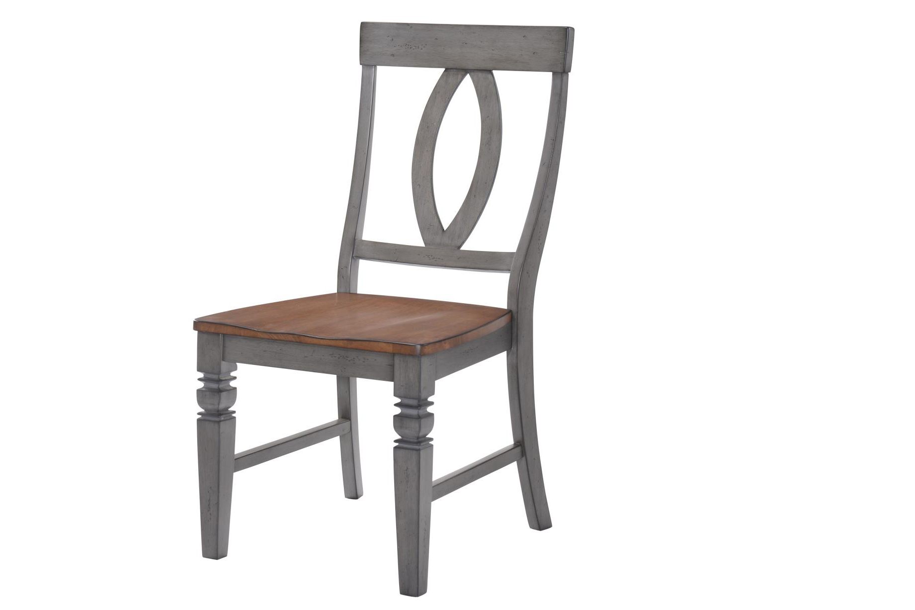 17" X 22" X 40" Storm Grey Maple Hardwood Slat Back Side Chair