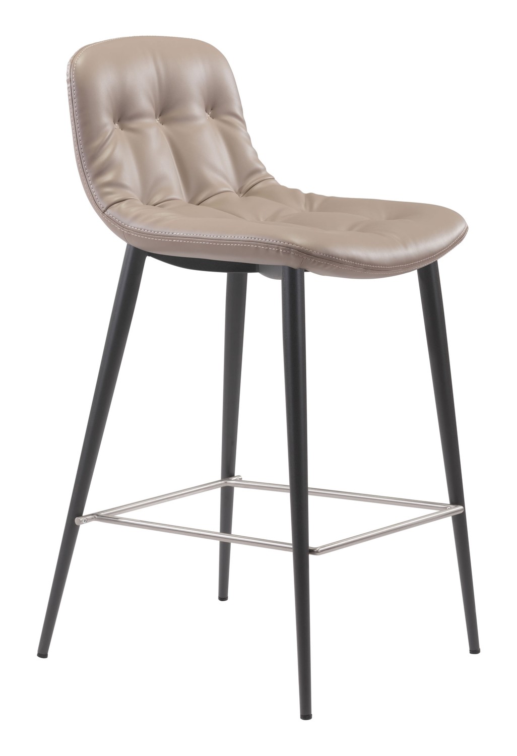 17.3" x 20.7" x 36.2" Taupe, Leatherette, Stainless Steel, Counter Chair - Set of 2