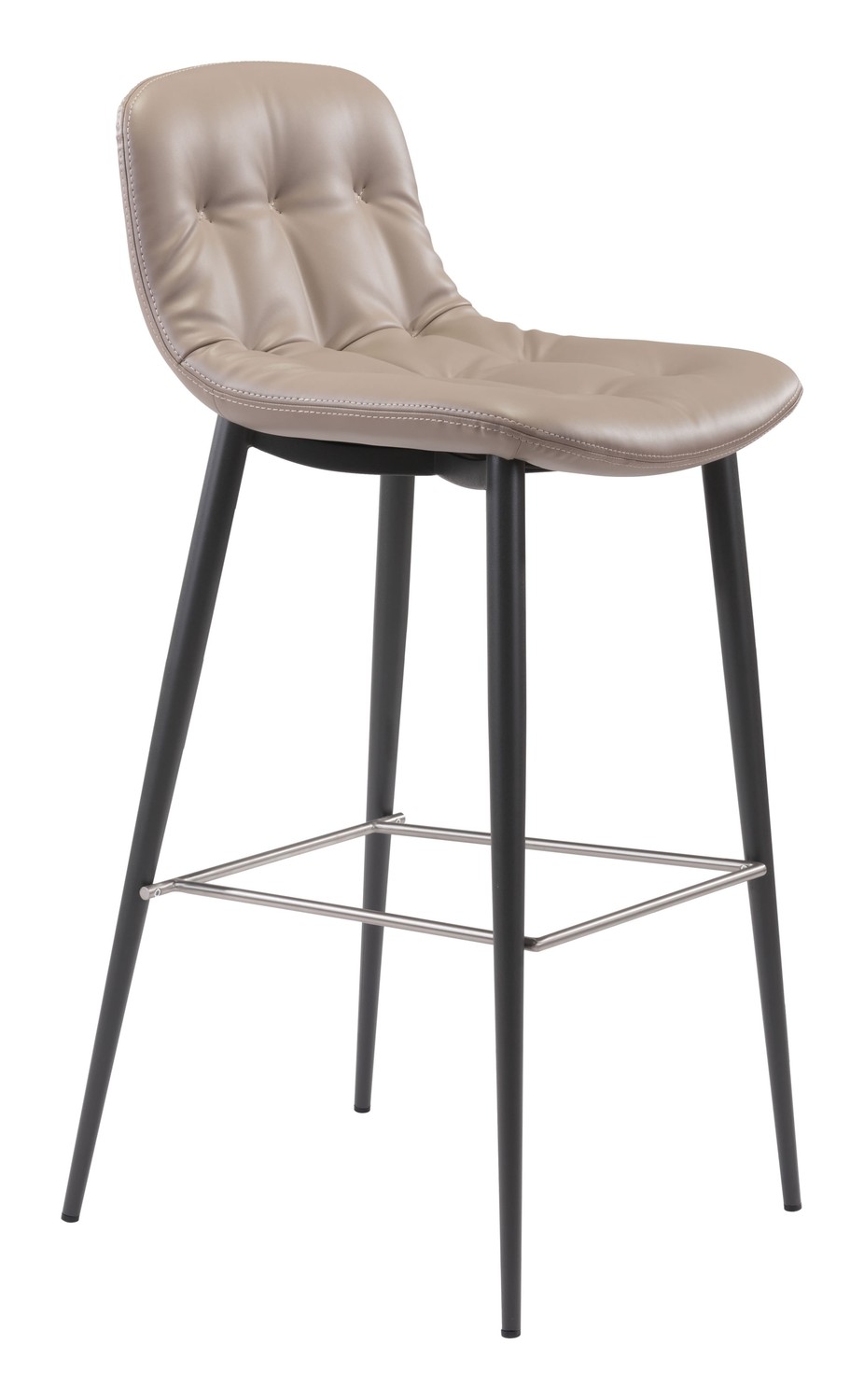 17.3" x 20.7" x 40.2" Taupe, Leatherette, Stainless Steel, Bar Chair - Set of 2