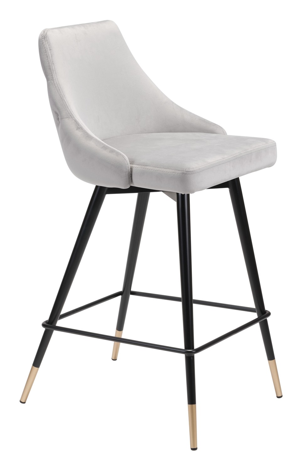 18.5" x 20.9" x 36.4" Gray, Velvet, Stainless Steel, Counter Chair
