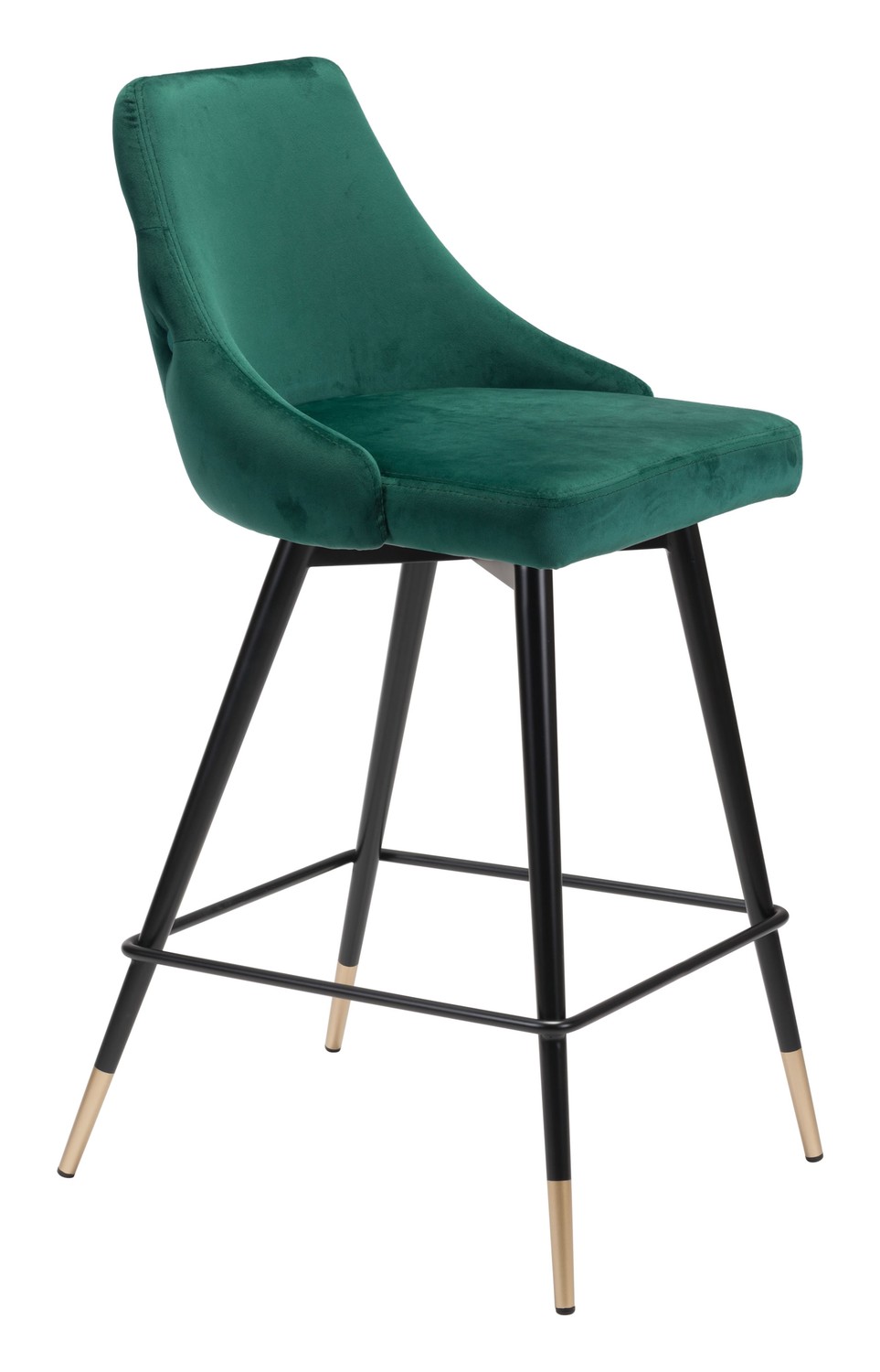 18.5" x 20.9" x 36.4" Green, Velvet, Stainless Steel, Counter Chair