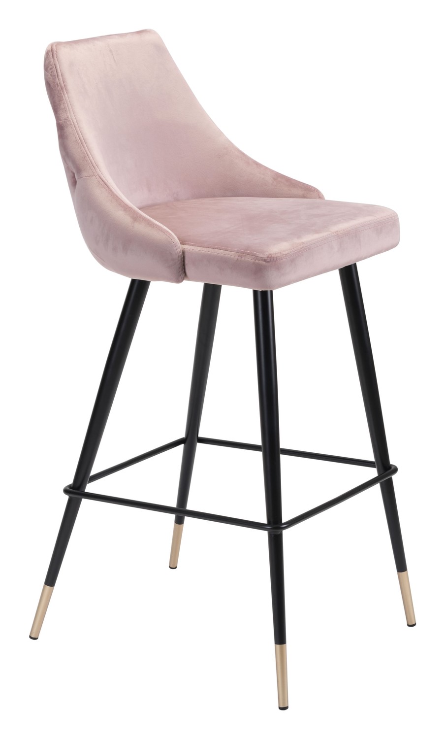 18.5" x 20.9" x 40.6" Pink, Velvet, Stainless Steel, Bar Chair