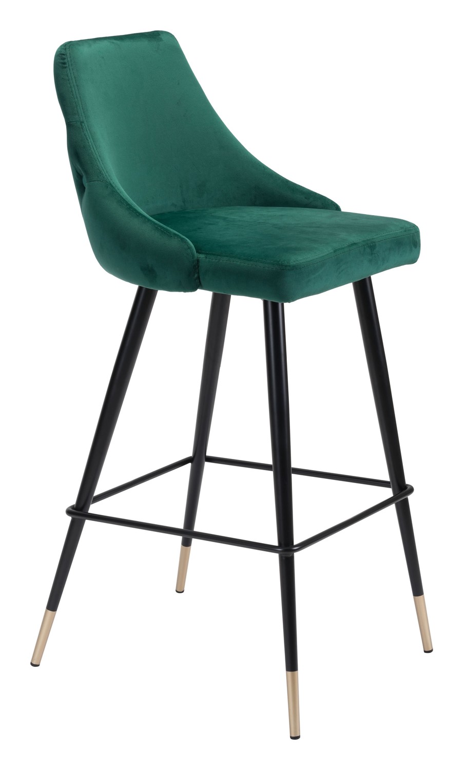 18.5" x 20.9" x 40.6" Green, Velvet, Stainless Steel, Bar Chair