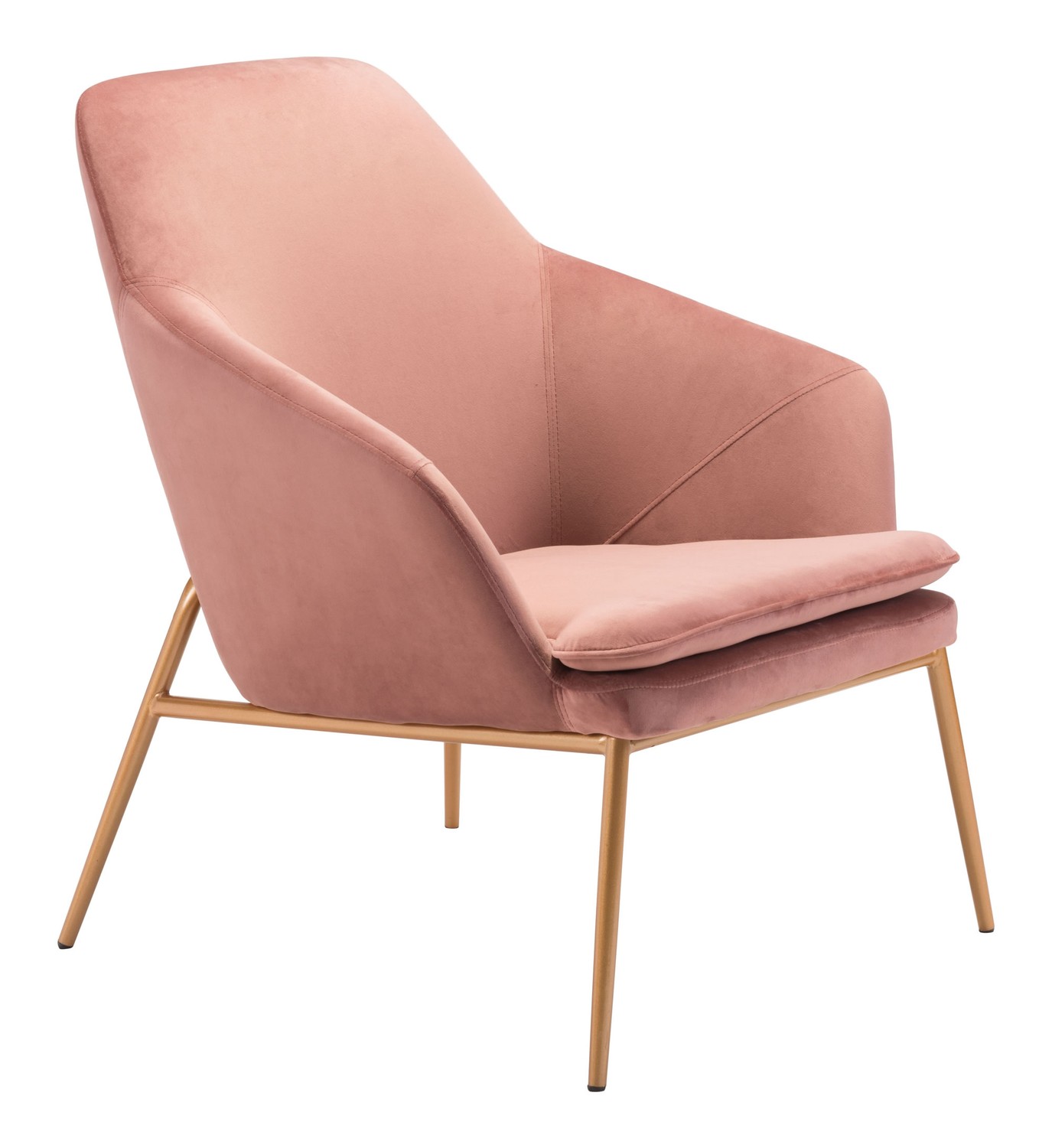 28" x 29.5" x 33.9" Pink Velvet Metal Arm Chair