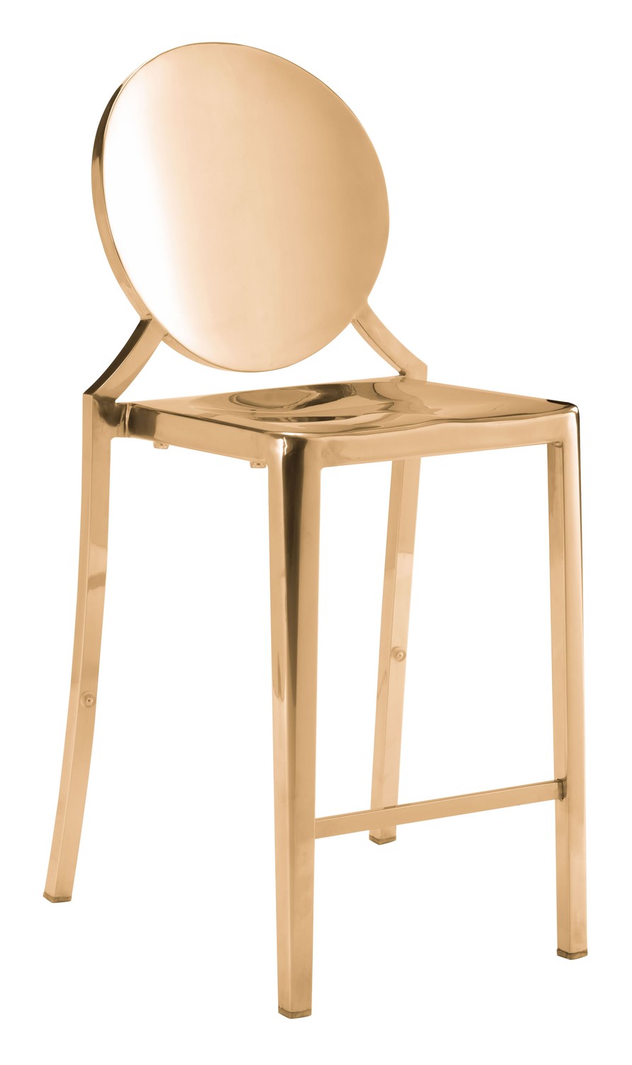 18.3" x 18.5" x 39" Gold, Polished Stainless Steel, Counter Chair - Set of 2