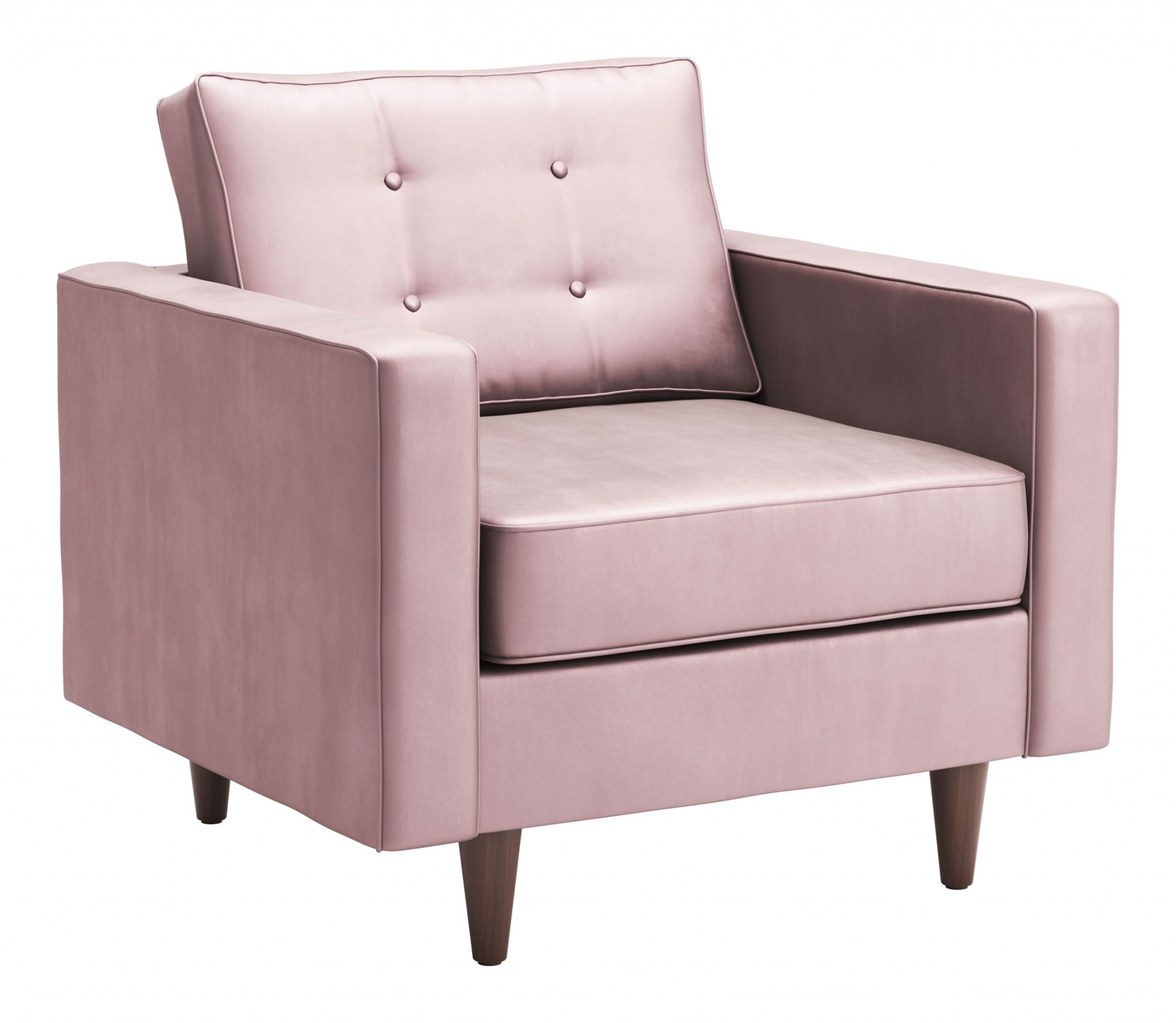 37" x 32" x 35.5" Pink Velvet, Alder Wood, Foam, Fabric & Fiber, Arm Chair