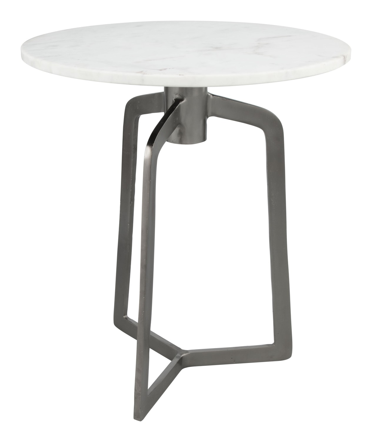 18" x 18" x 21" White Marble and Black Marble Aluminium Side Table