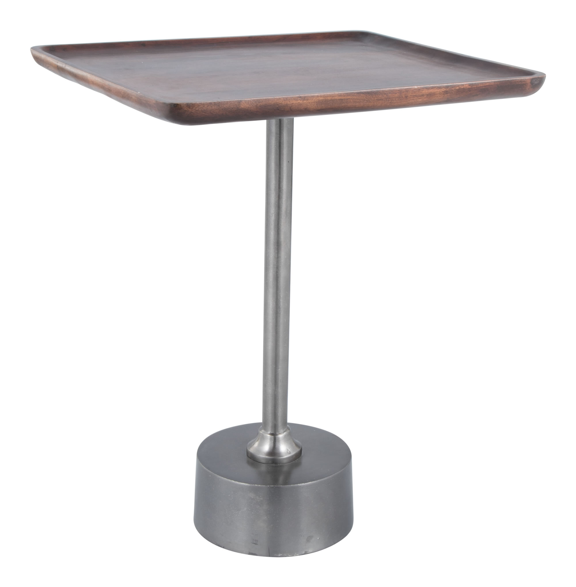 17" x 15" x 21" Wood and Black Mango Wood Aluminium Side Table