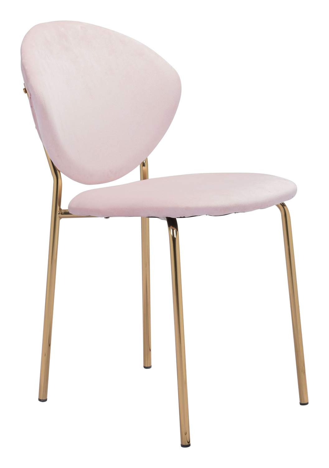 18.1" x 23.6" x 32.3" Pink & Gold, Velvet, Steel & Plywood, Chair - Set of 2