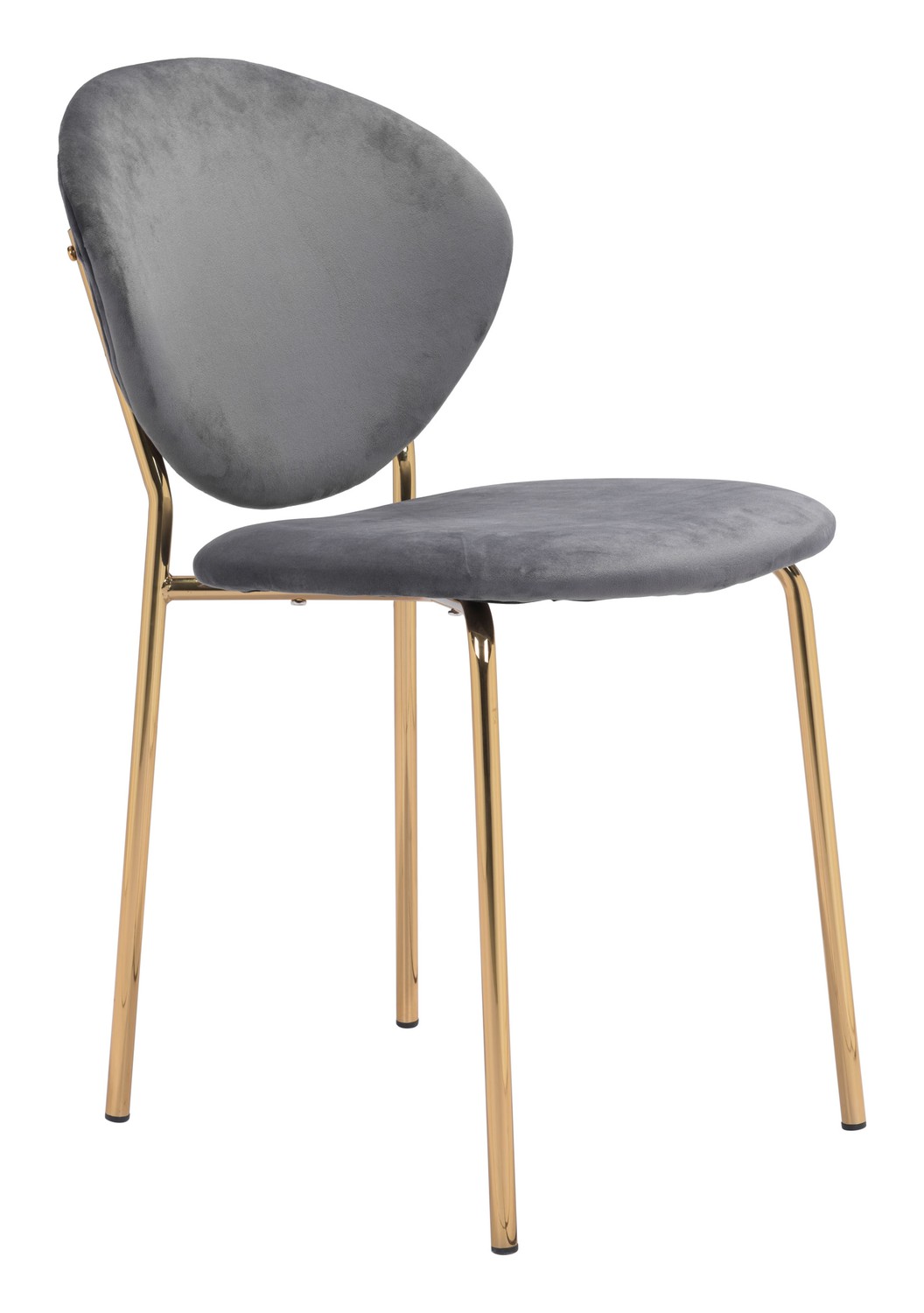 18.1" x 23.6" x 32.3" Dark Gray & Gold, Velvet, Steel & Plywood, Chair - Set of 2