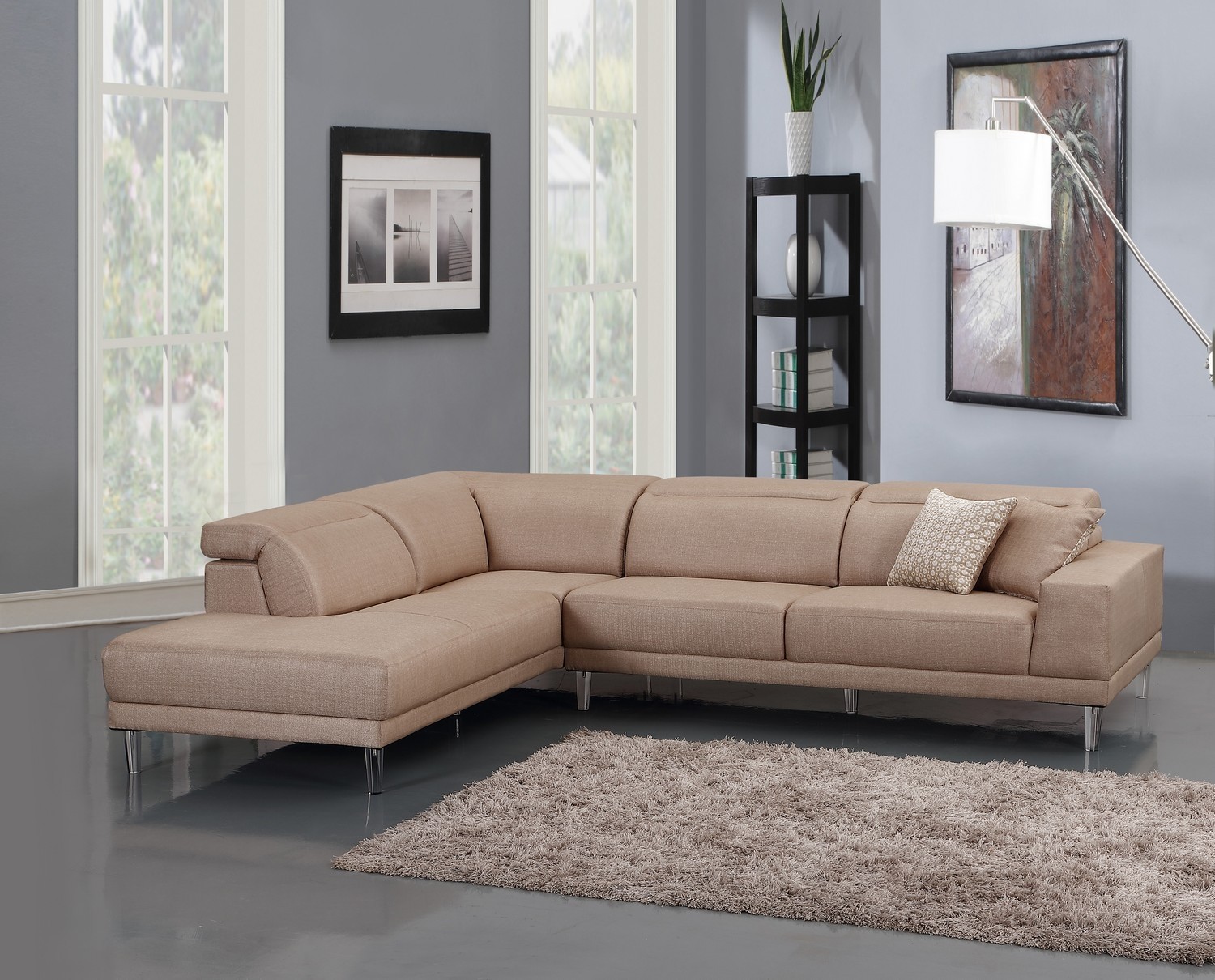 117" X 50" X 30" Beige LAF Sectional