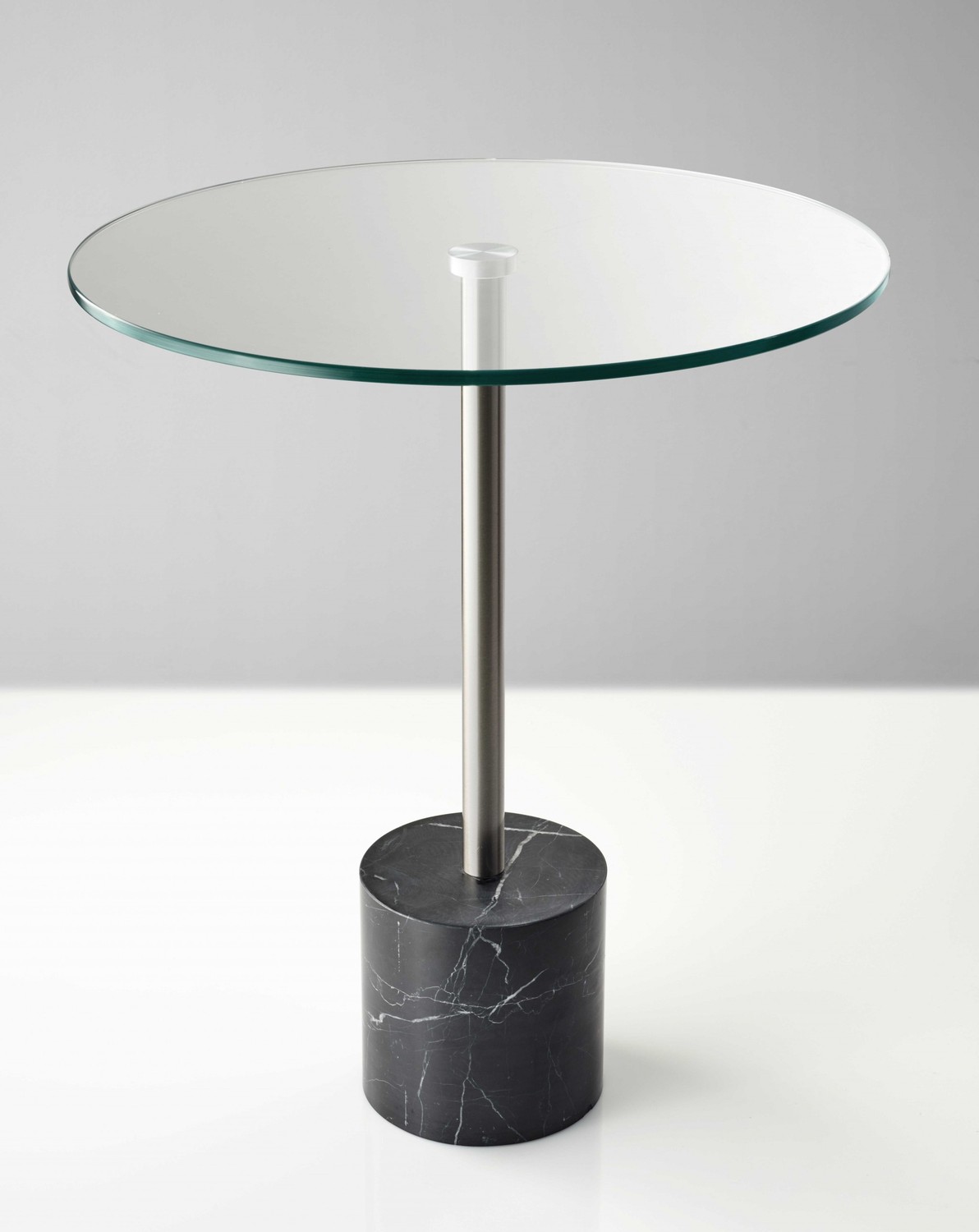 17.75" X 17.75" X 21" Brushed steel Black Marble End Table