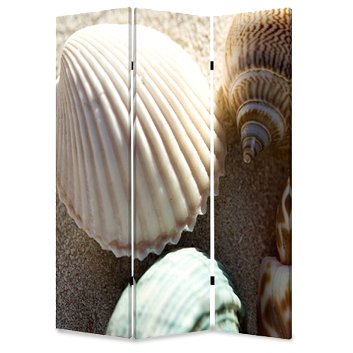 1" x 48" x 72" Multi Color Wood Canvas Sea Shell Screen