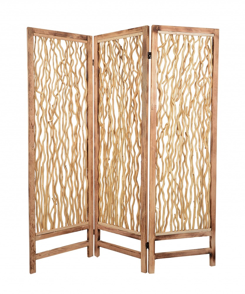 1" x 60" x 69" Brown 3 Panel Wood foldable Screen