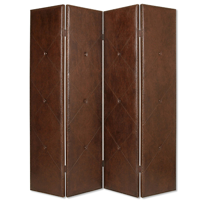 1" x 76" x 84" Brown Faux leather Screen