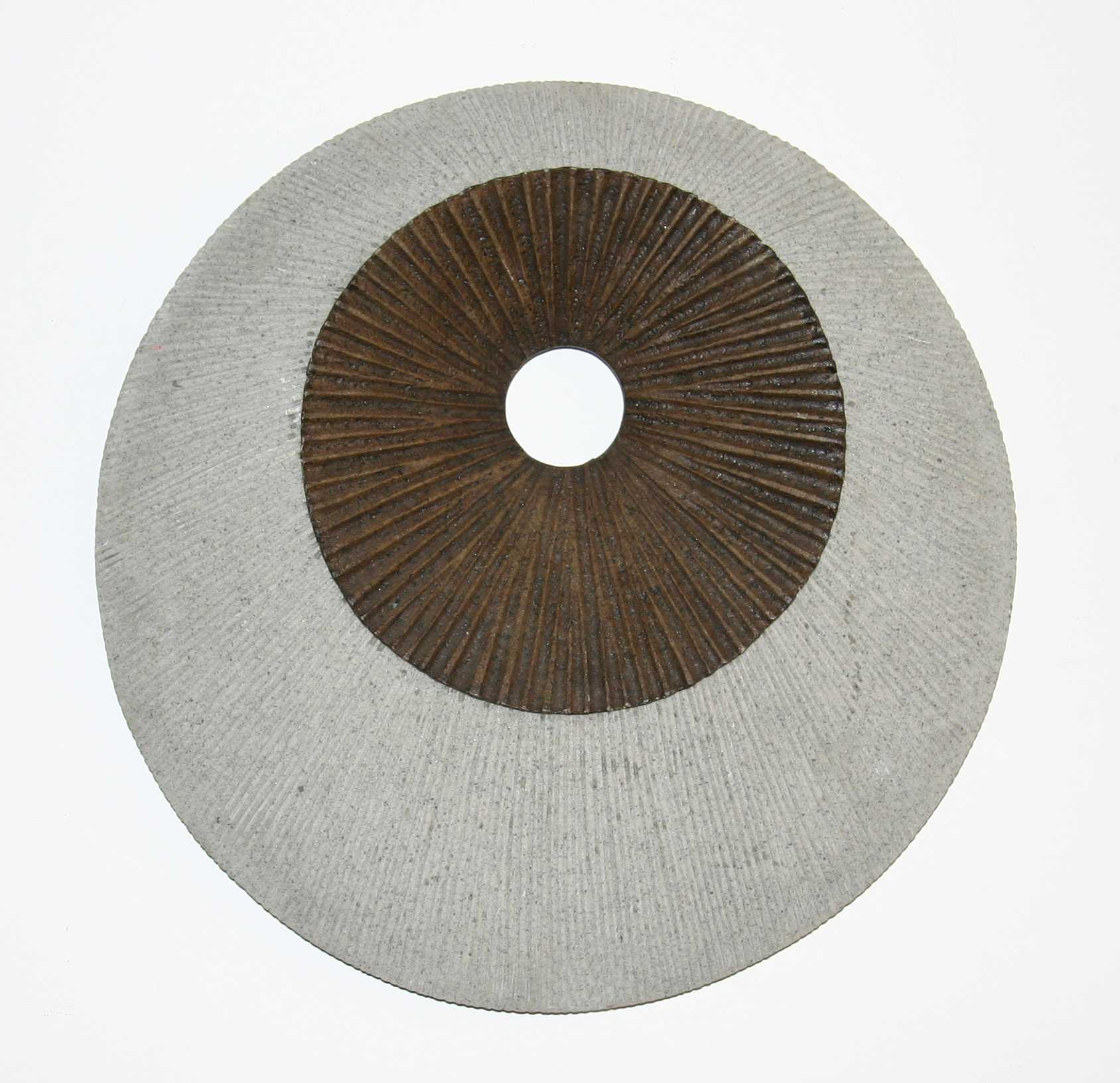 1" x 14" x 14" Brown & Gray Round Ribbed Wall Decor
