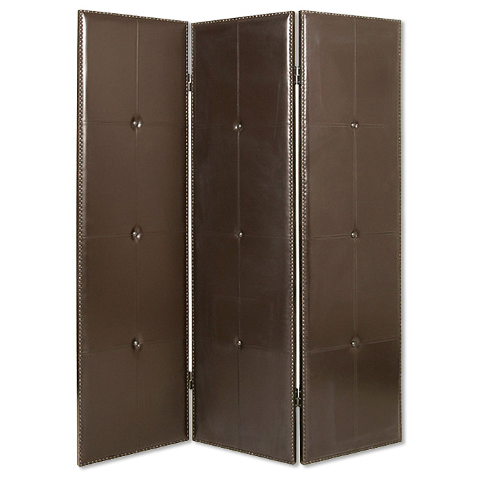 1" x 60" x 72" Brown Faux Leather Screen