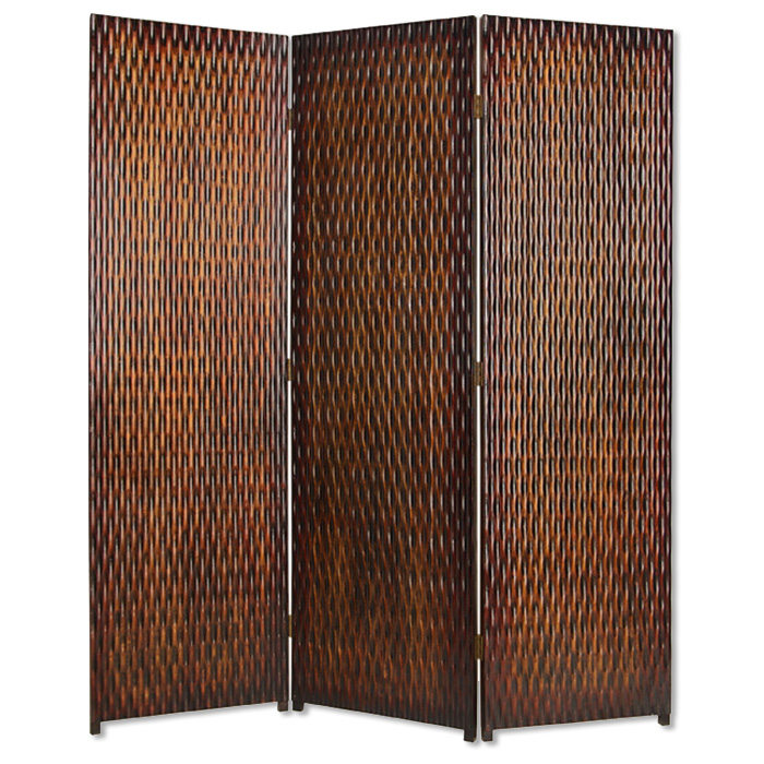 1" x 63" x 72" Brown Wood 3 Panel Screen