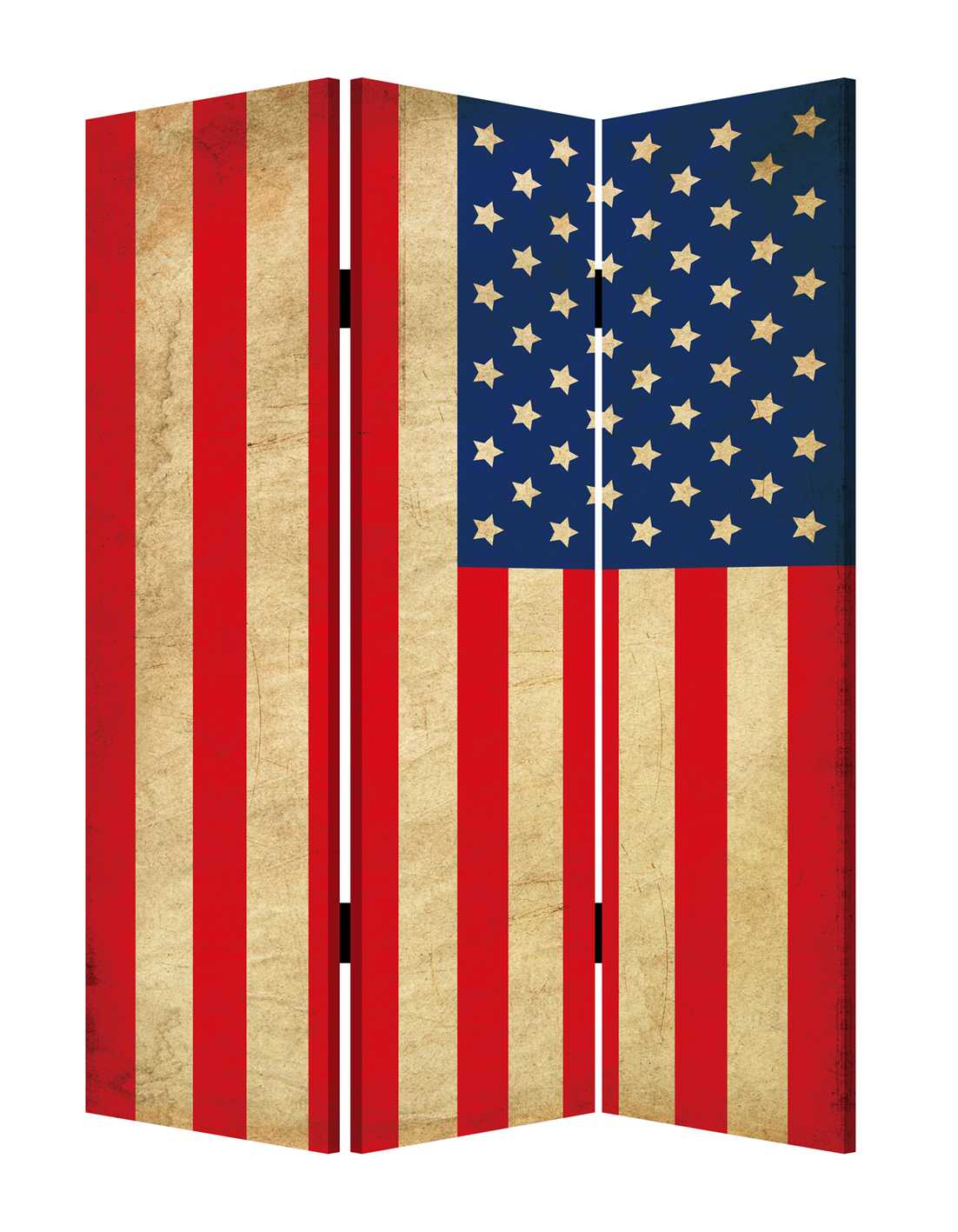 1" x 48" x 72" Multi Color Wood Canvas American Flag Screen