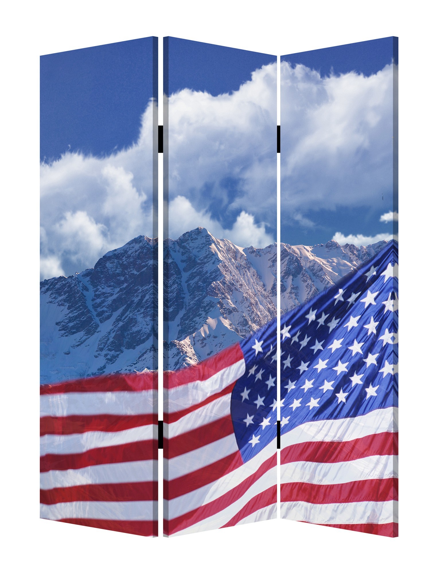 1" x 48" x 72" Multi Color Wood Canvas Model American Flag Screen