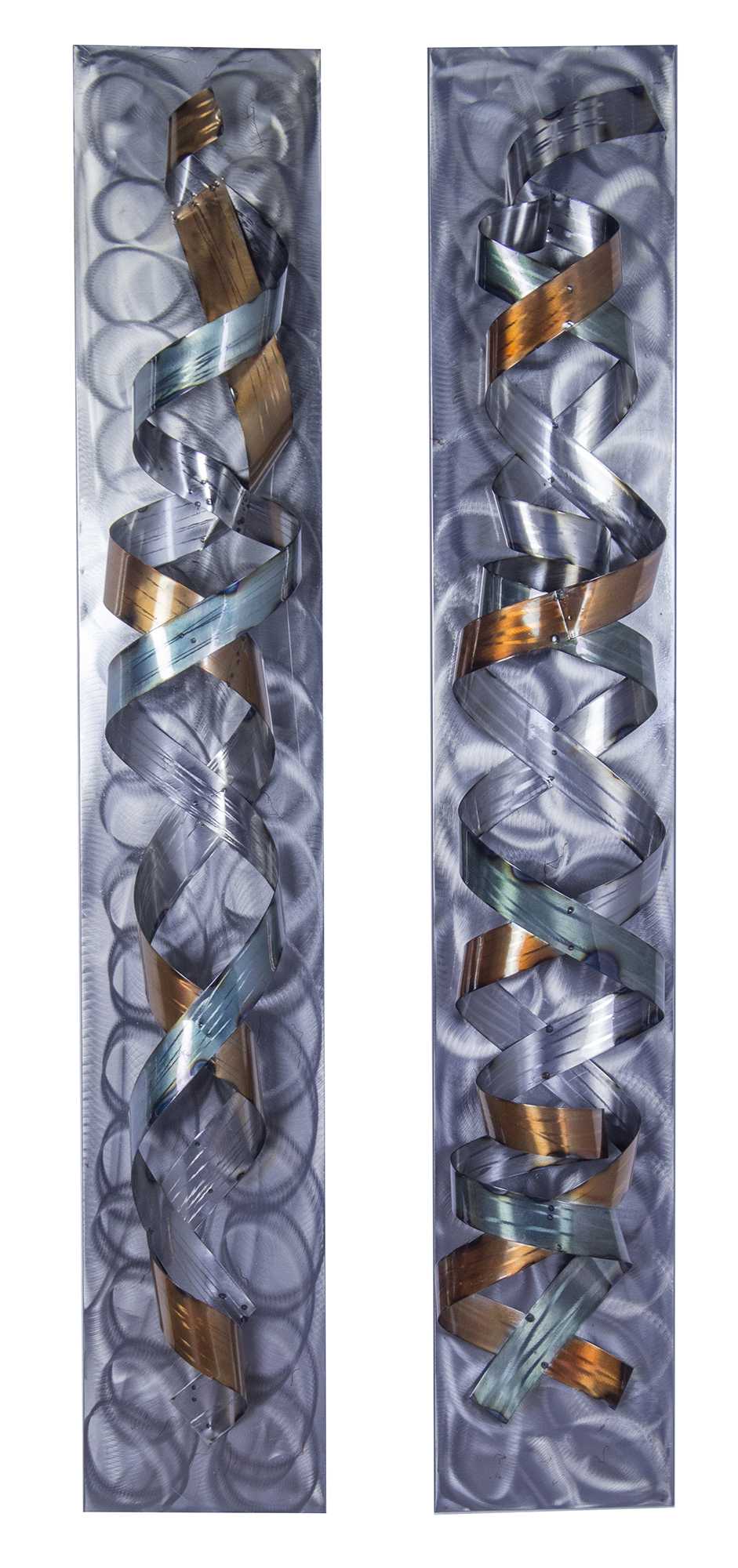 10.5" X 10" X 49" Metallic Multi Color Metal Vertical Metal Swirl Wall Panel Set