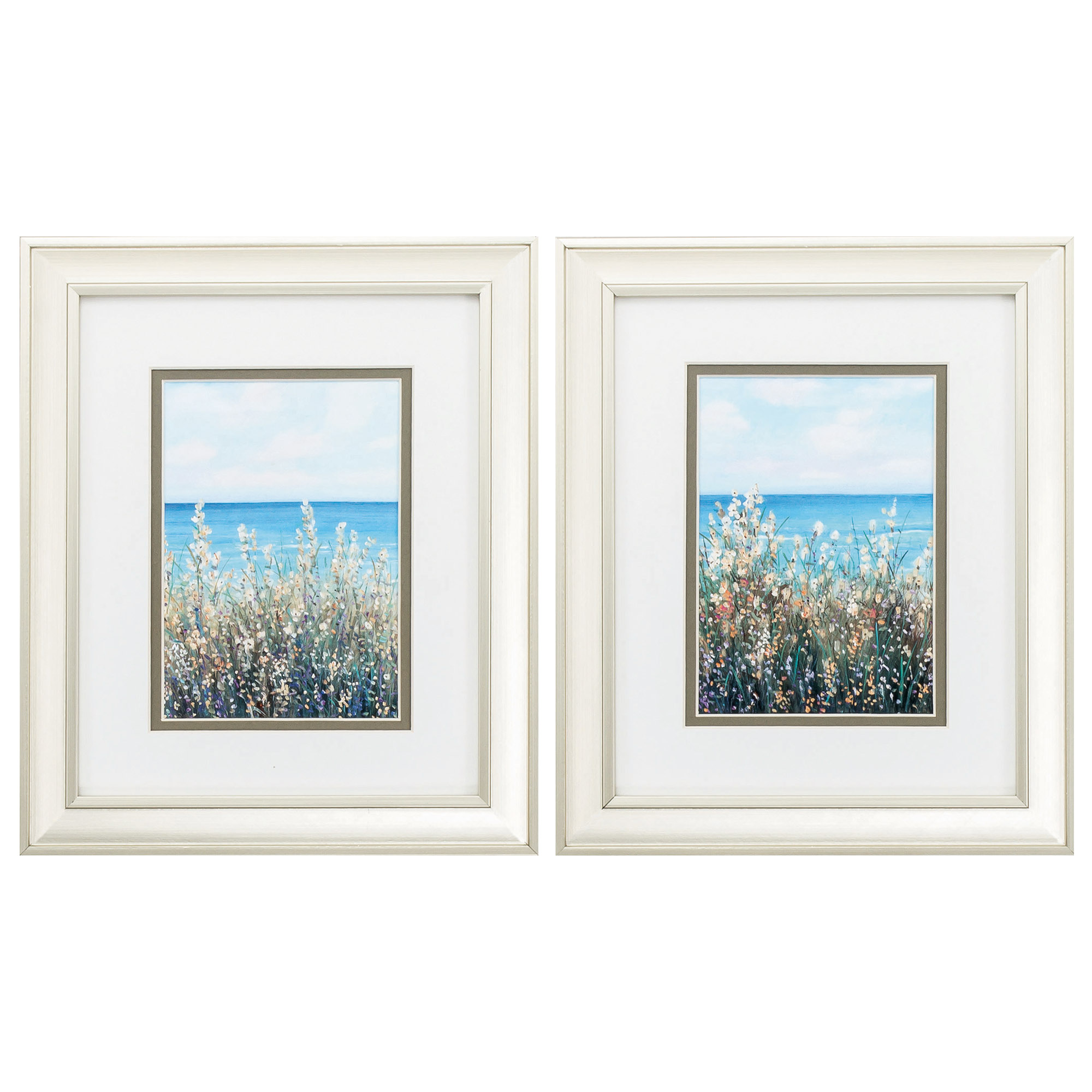 10" X 12" Champagne Gold Color Frame Flowers At The Coast (Set of 2)