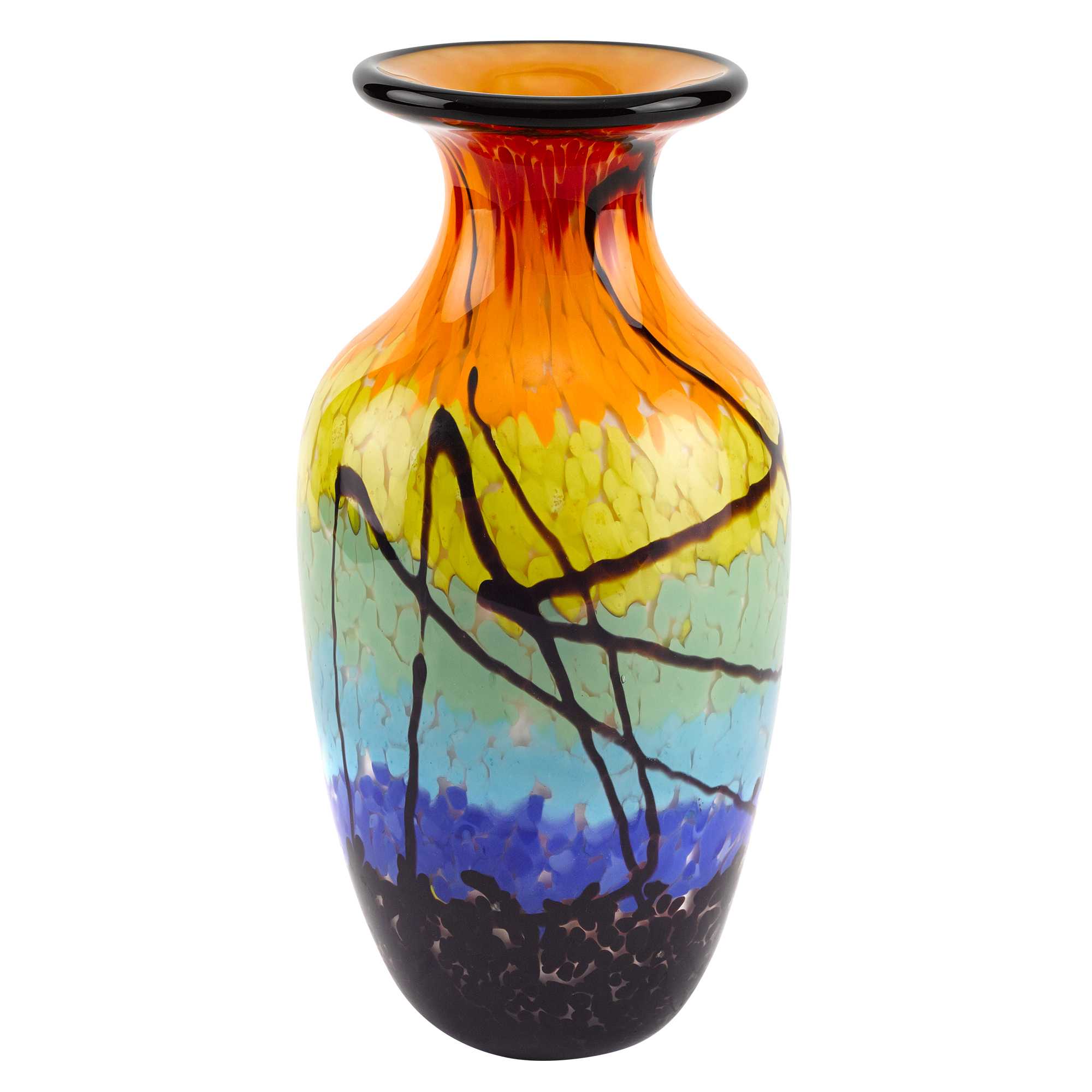 10.5" Mouth Blown Art Glass Urn Shape Decorative Vase