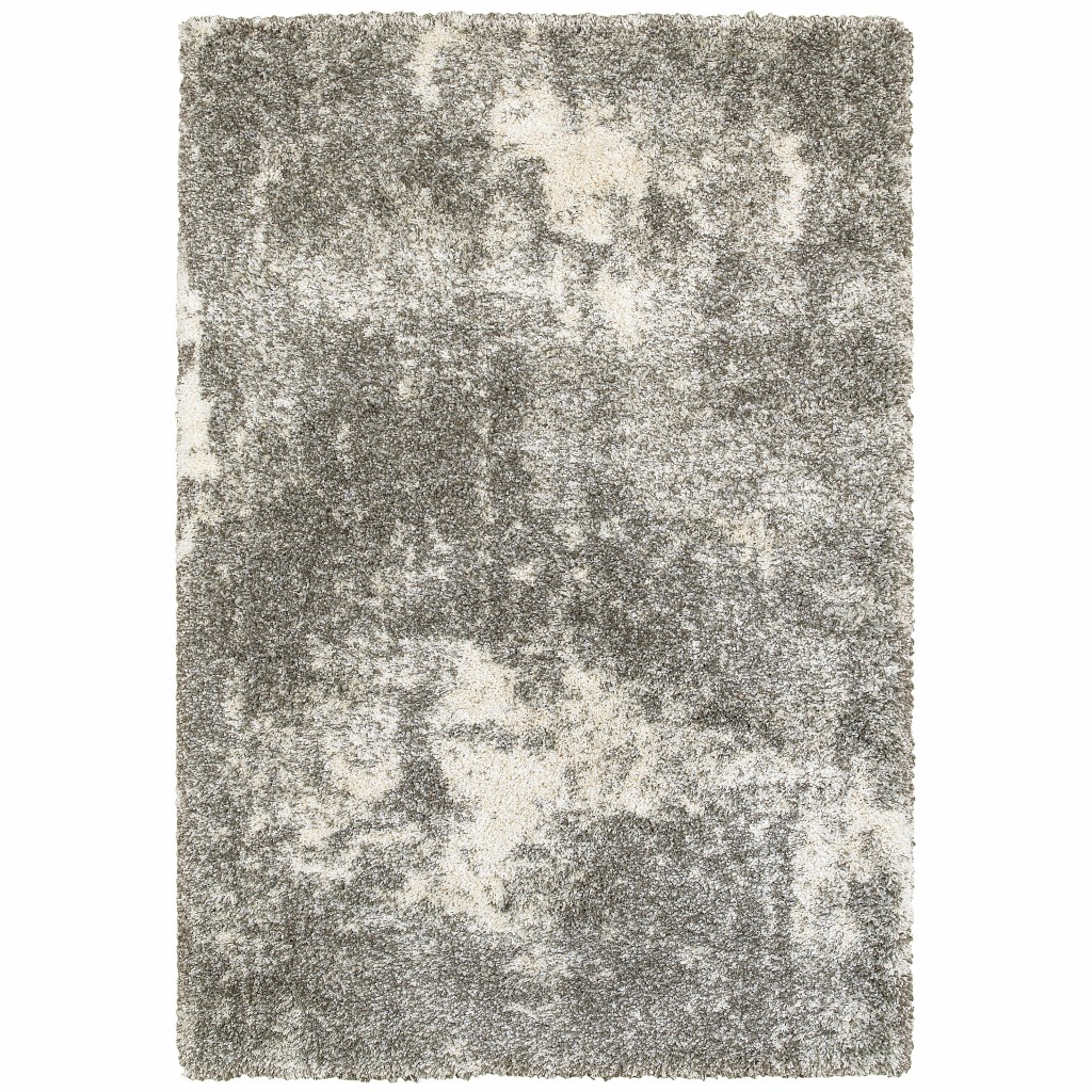 10 x 13 Gray and Ivory Distressed Abstract Area Rug