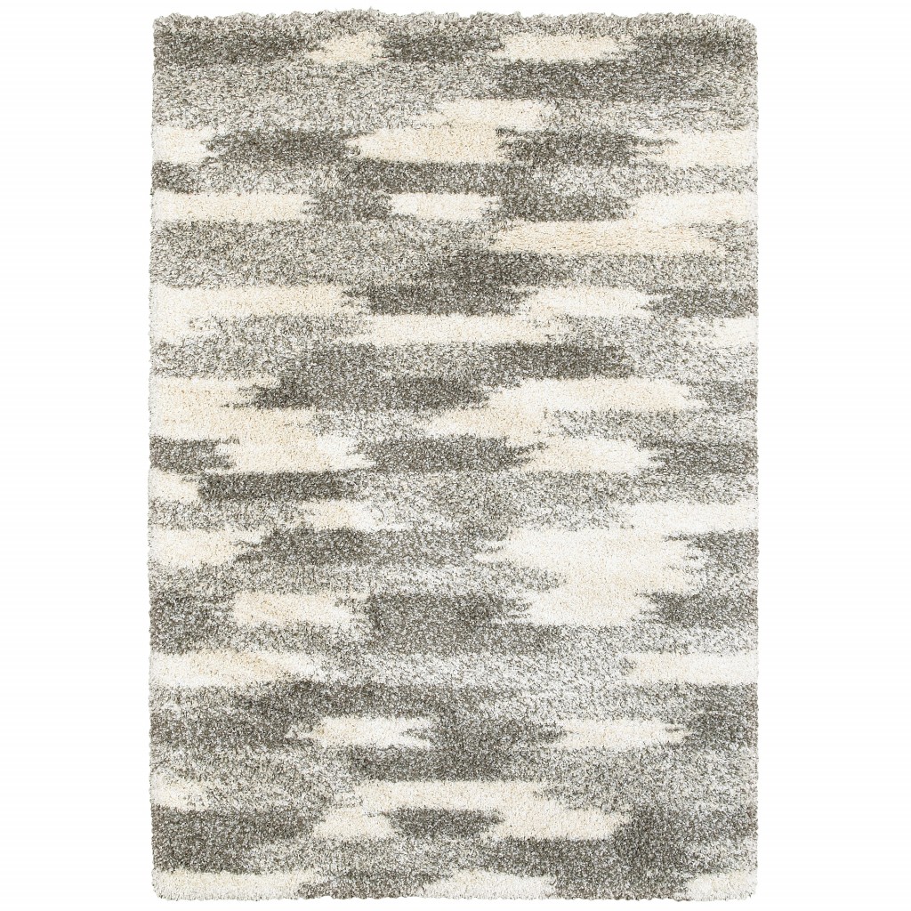 10 x 13 Gray and Ivory Geometric Pattern Area Rug