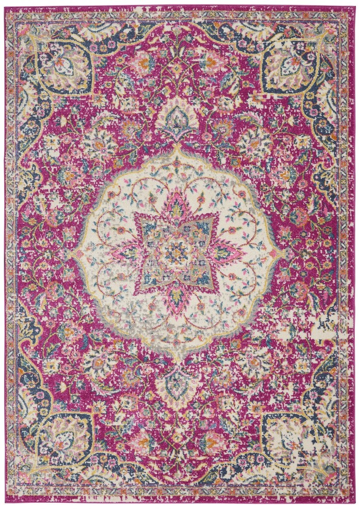 4 x 6 Pink and Ivory Medallion Area Rug