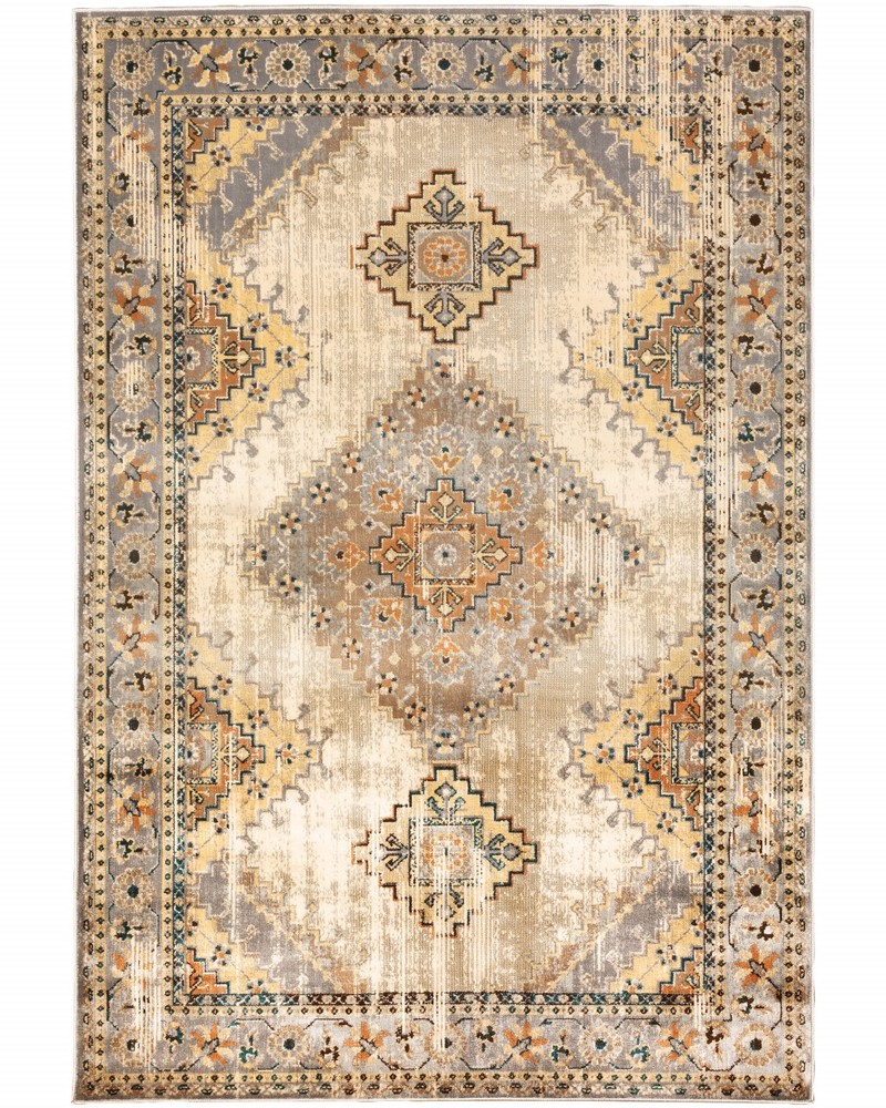 10 x 13 Gray and Beige Aztec Pattern Area Rug