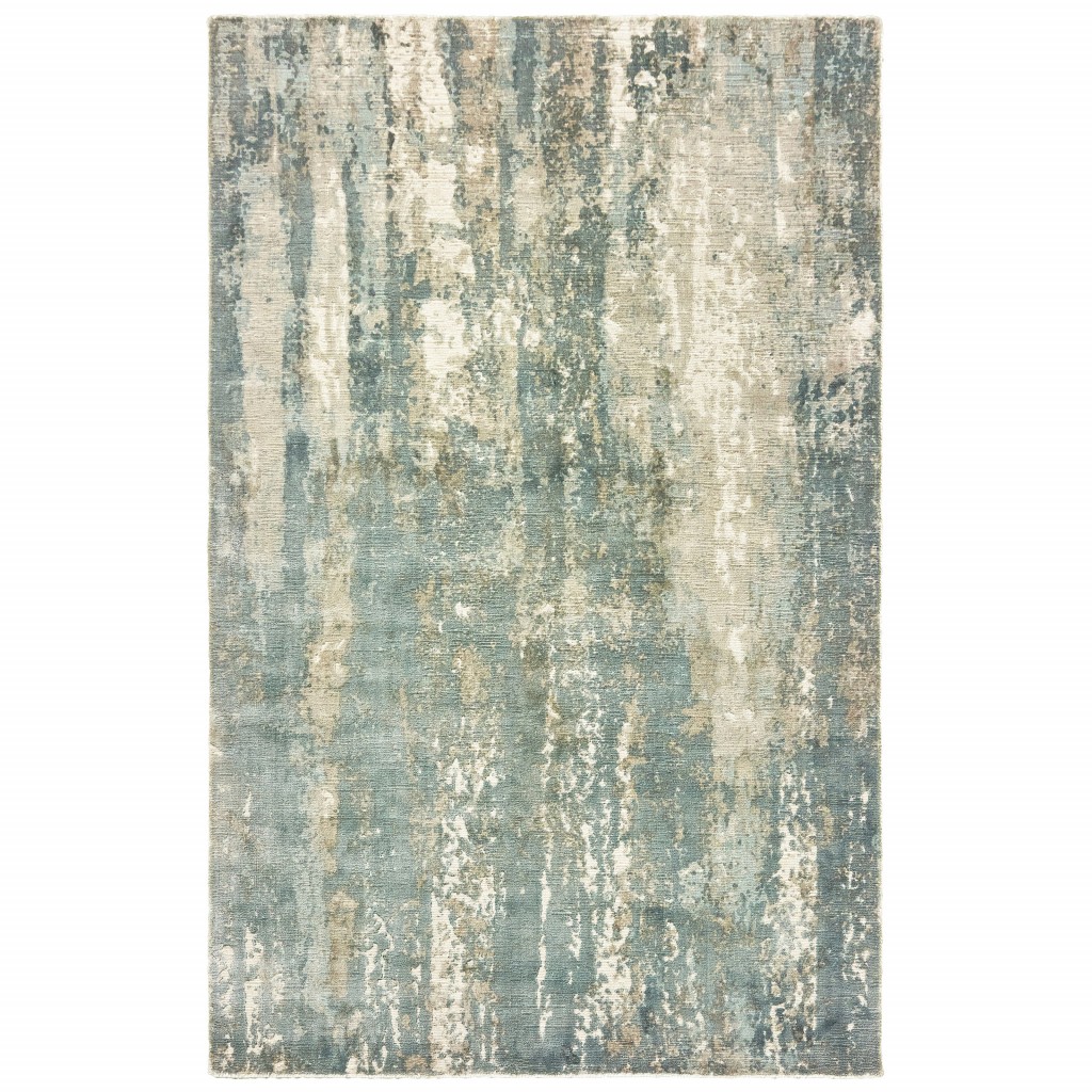 10 x 14 Blue and Gray Abstract Splash Indoor Area Rug