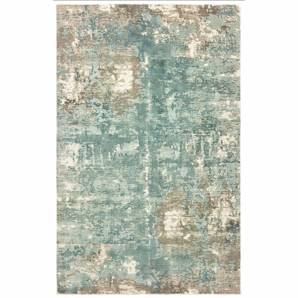 10 x 14 Blue and Gray Abstract Pattern Indoor Area Rug