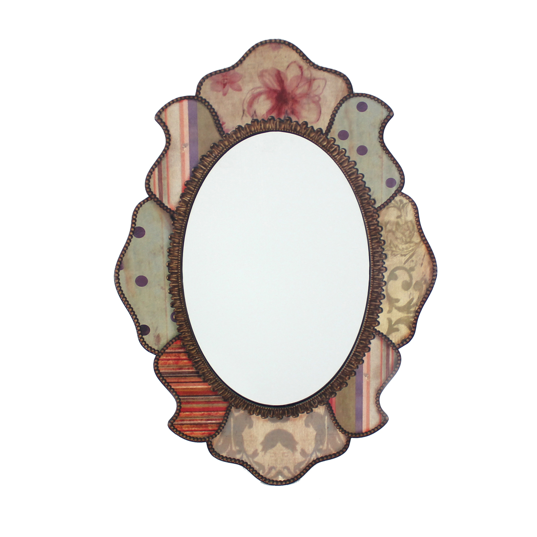 21.65" x 31.5" Multi-Color, Retro Style, Decorative Wooden - Wall Mirror