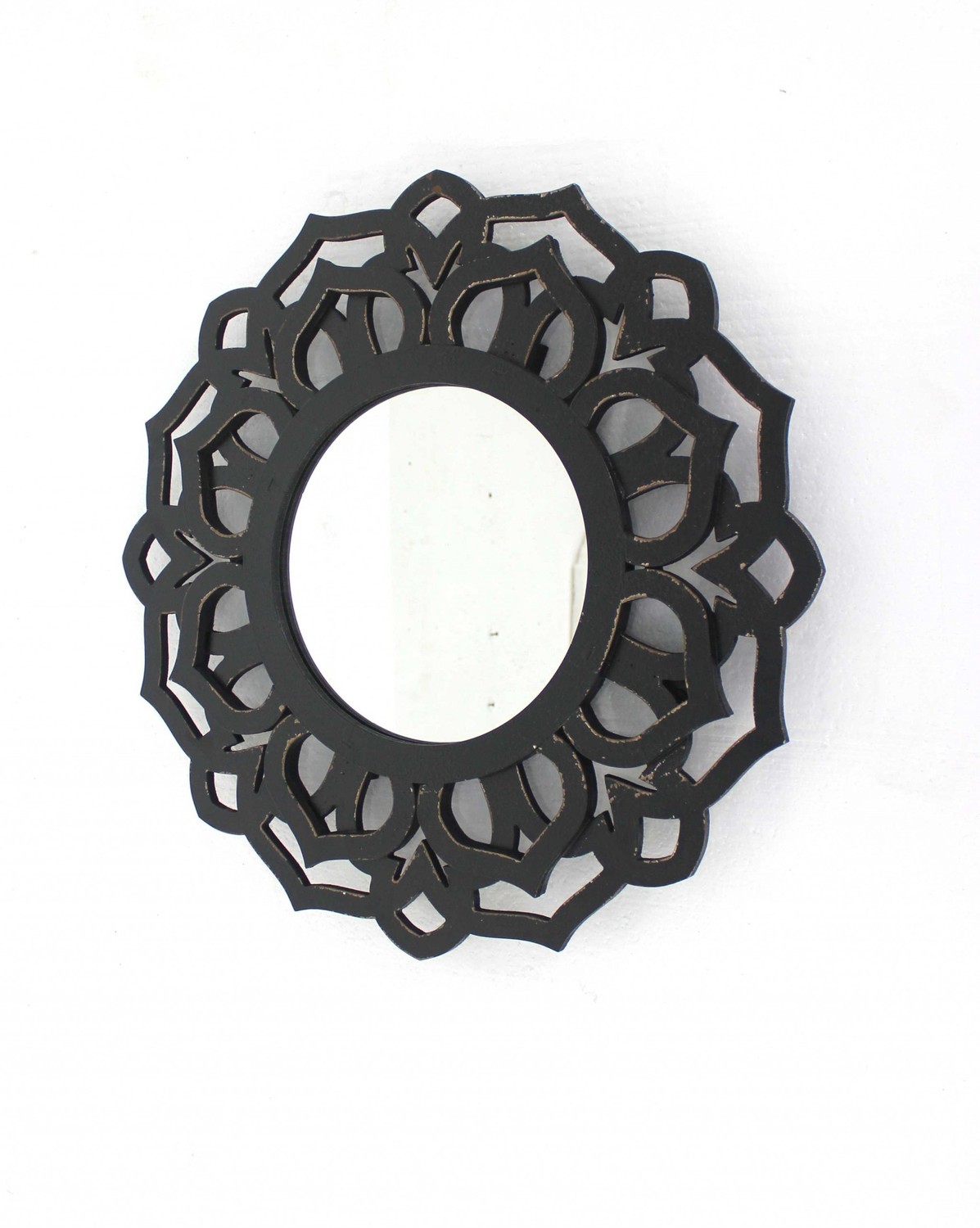 23.75" x 23.75" Black Traditional Lotus - Wall Mirror
