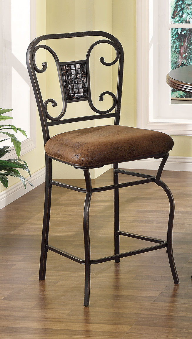 18" X 22" X 41" 2pc Fabric And Antique Bronze Counter Height Chair