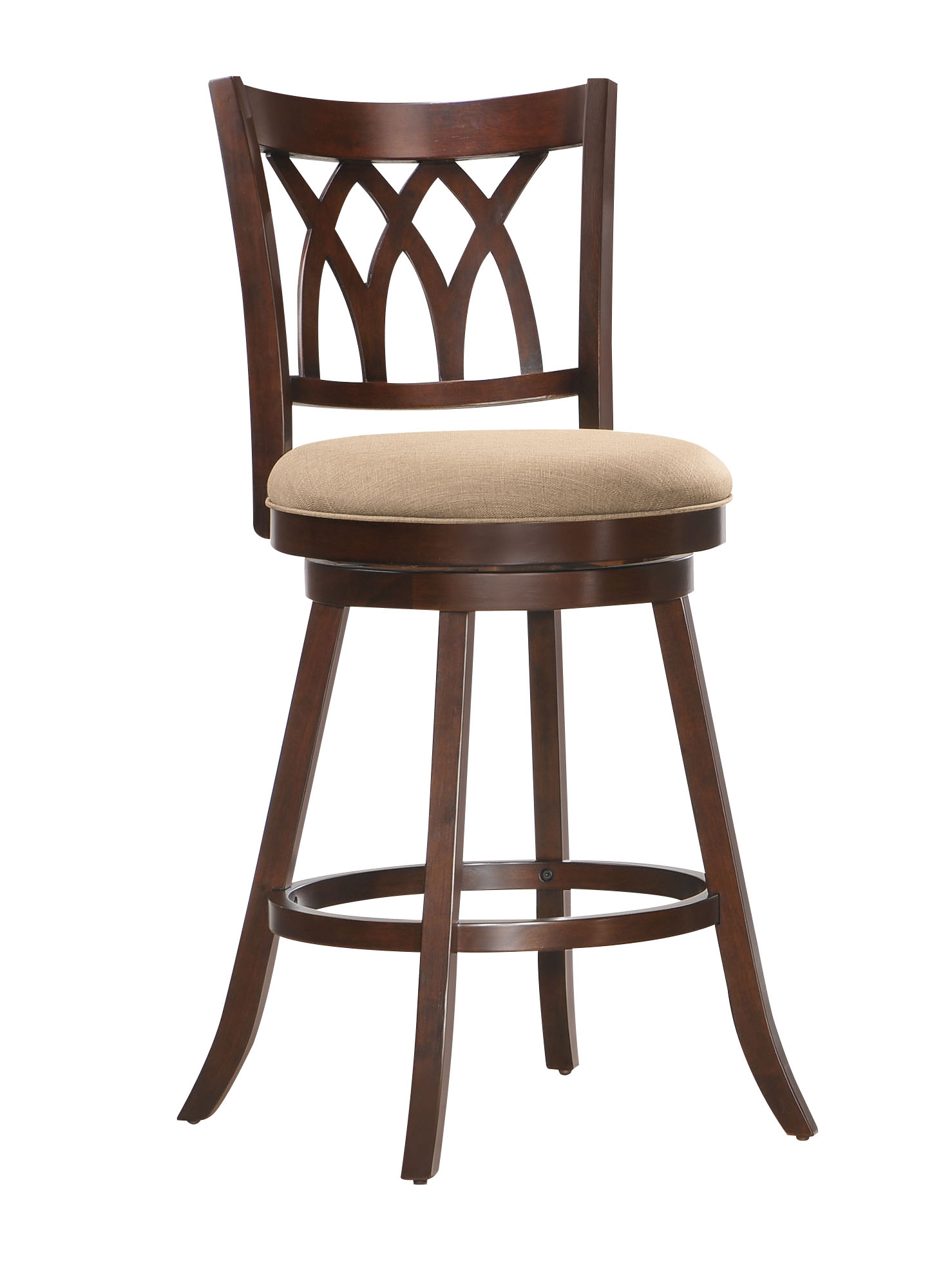 20" X 24" X 46" Fabric And Espresso Swivel Bar Chair