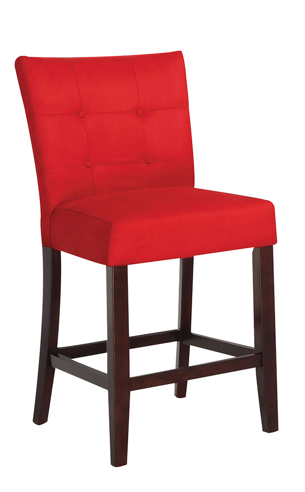 19" X 26" X 42" 2pc Red Microfiber And Walnut Counter Height Chair