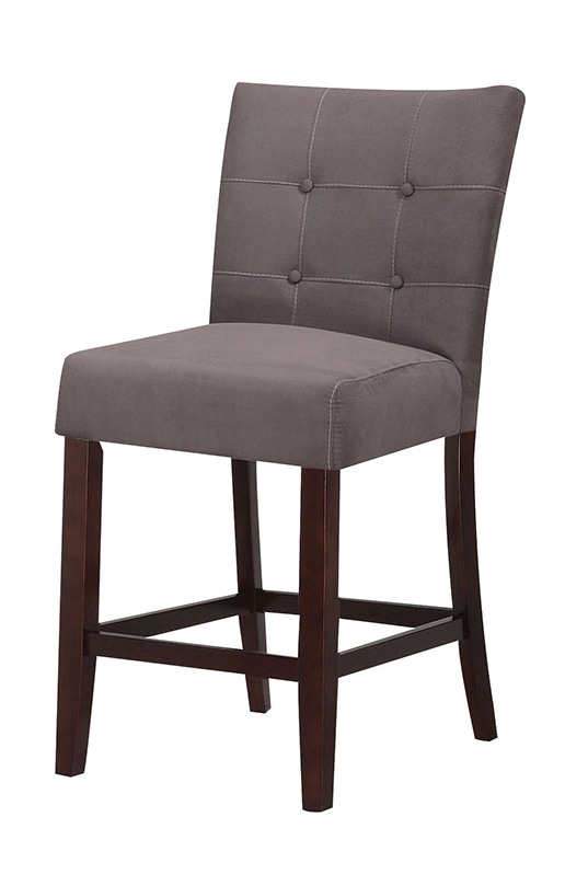 19" X 26" X 42" 2pc Gray Microfiber And Walnut Counter Height Chair