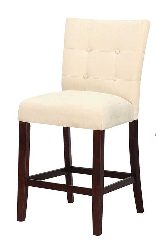 19" X 26" X 42" 2pc Beige Microfiber And Walnut Counter Height Chair
