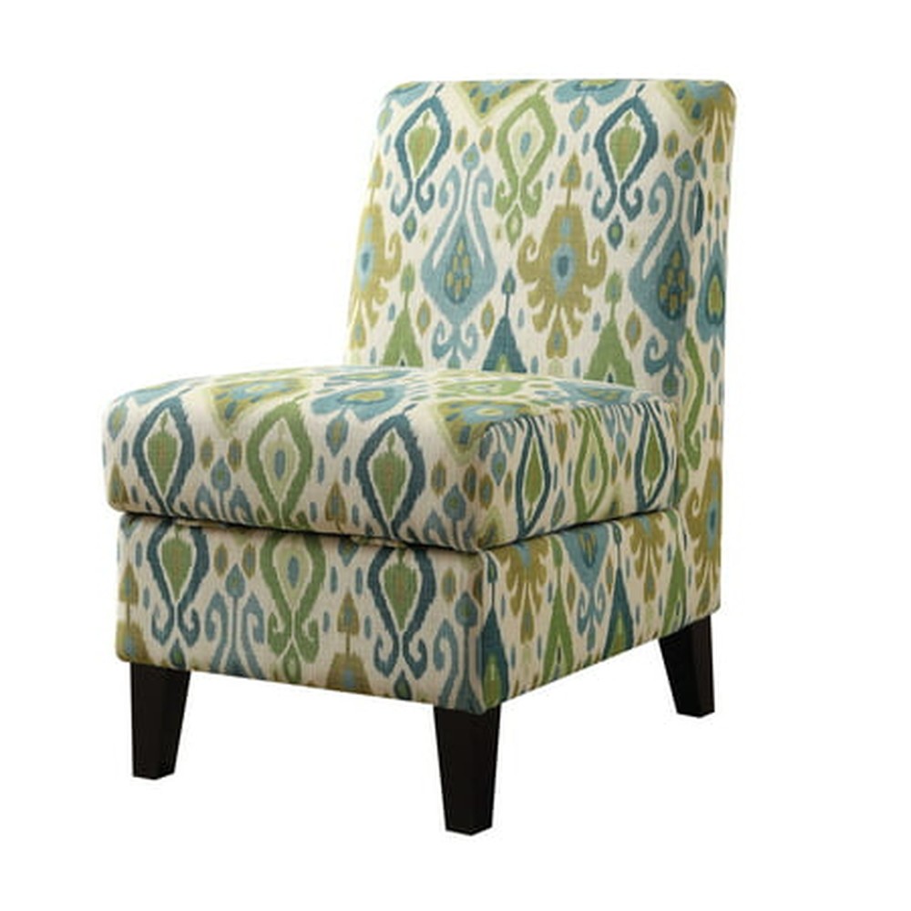 22" X 30" X 36" Green Pattern Accent Chair With Storage