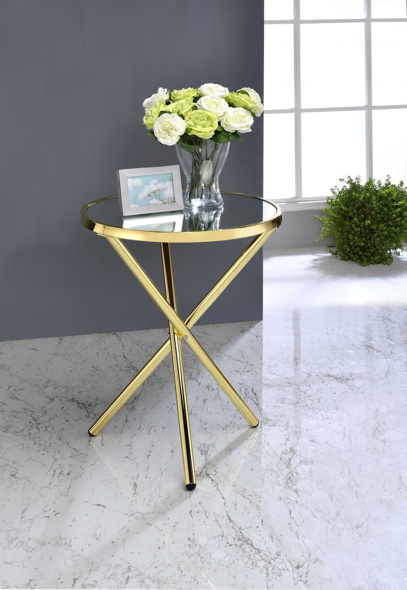 19" X 19" X 25" Mirror And Chrome Metal Tube Side Table