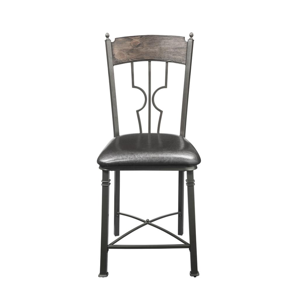 21" X 20" X 44" 2pc Espresso And Dark Bronze Counter Height Chair