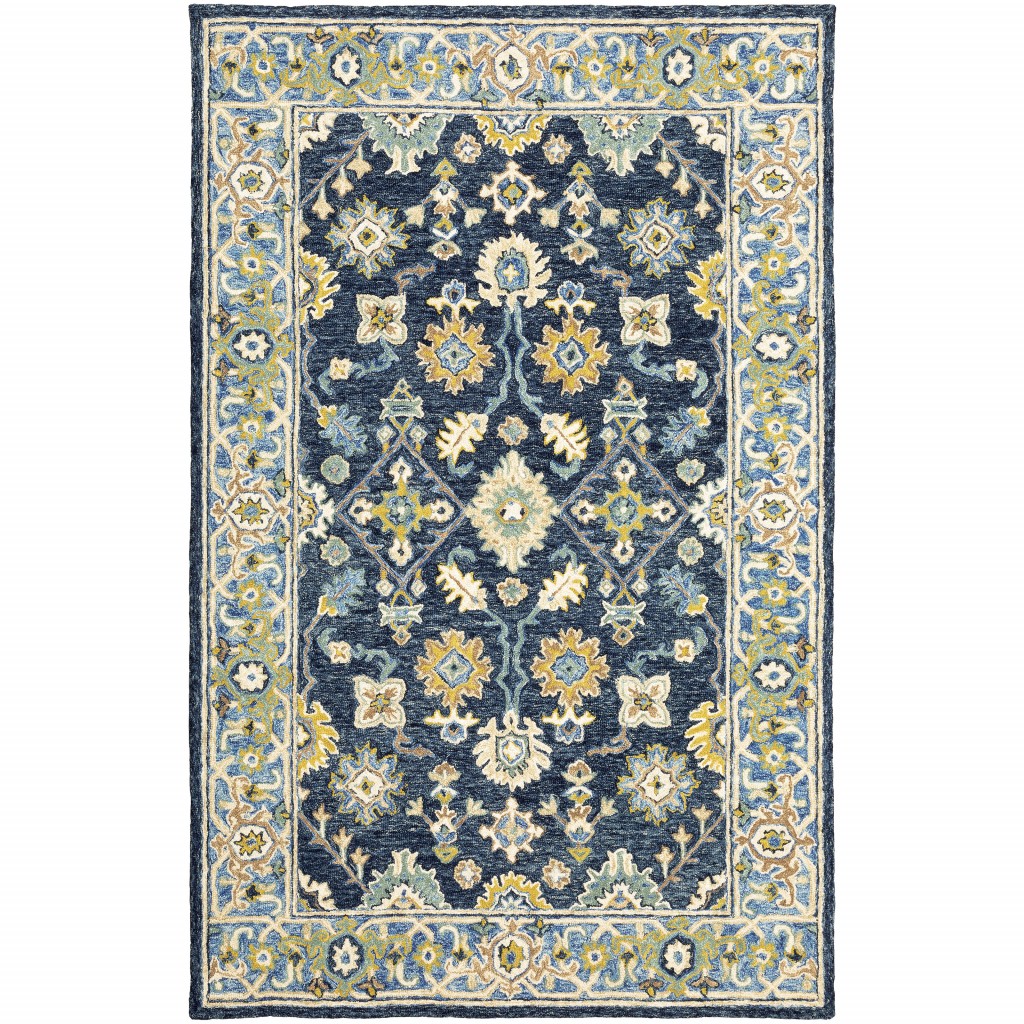 10'x13' Navy and Blue Bohemian Rug