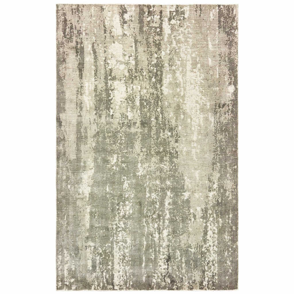 10 x 14 Gray and Ivory Abstract Splash Indoor Area Rug