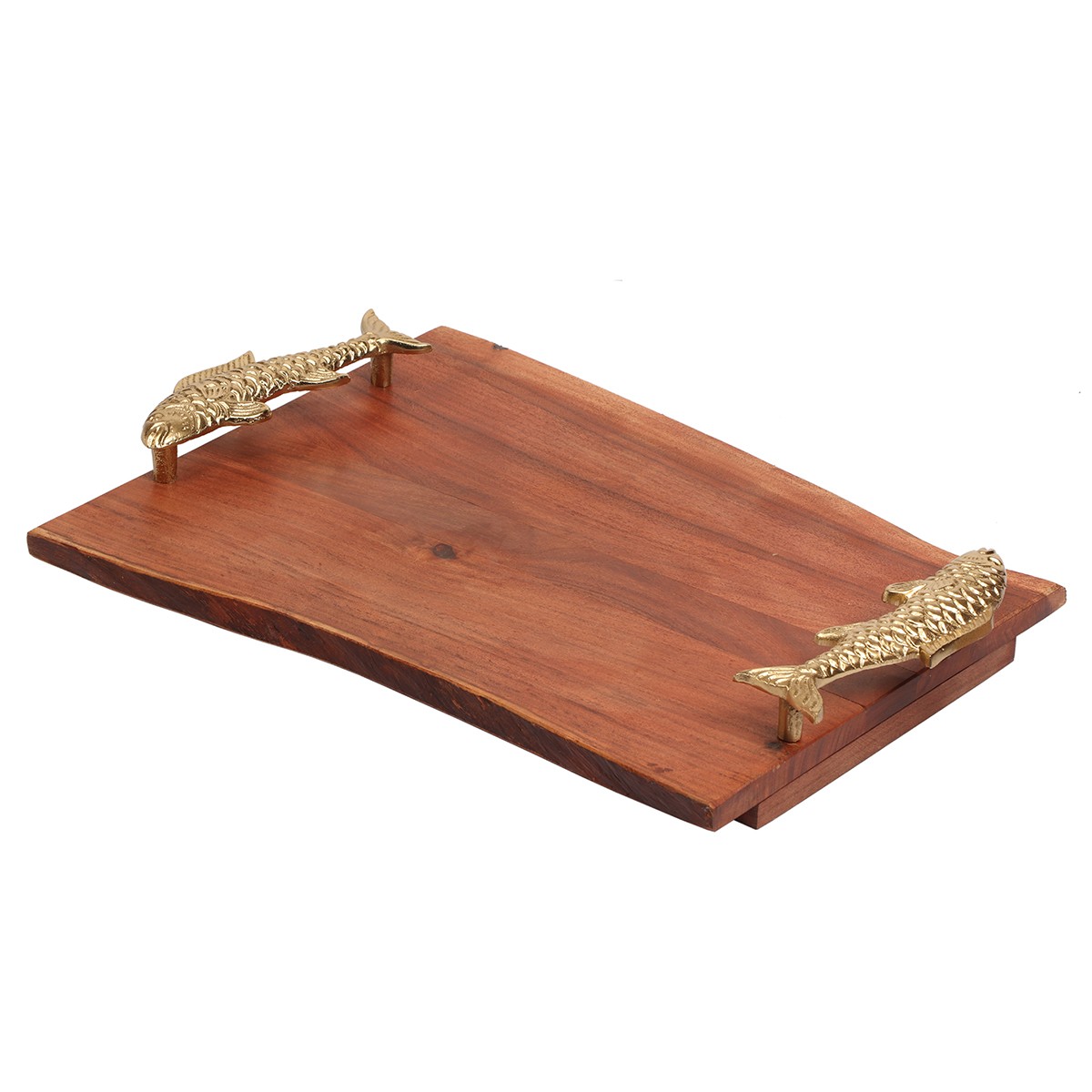 Fish Shaped Handle Wooden Tray