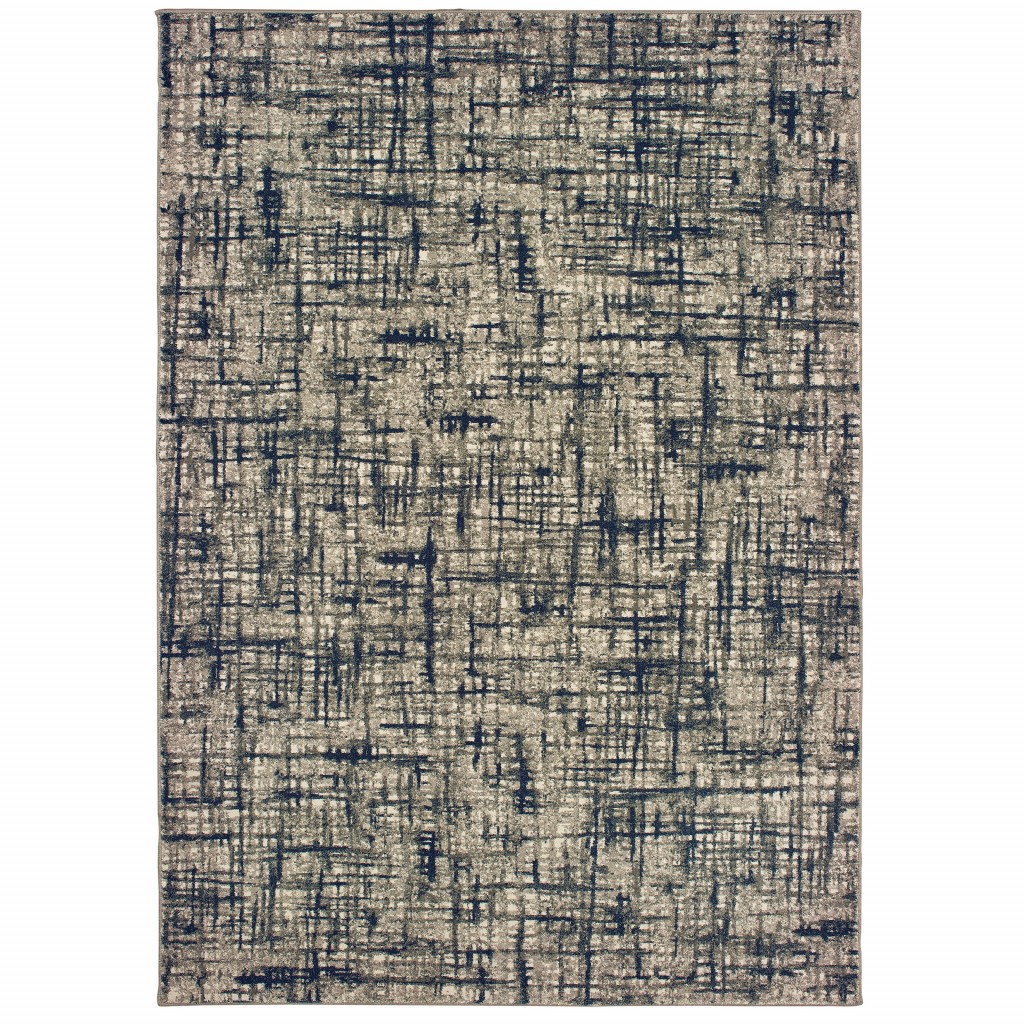 10x13 Gray and Navy Abstract Area Rug